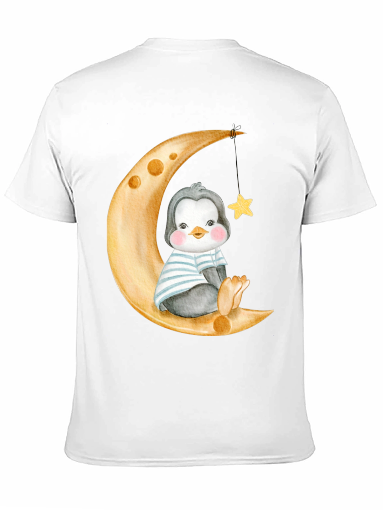 Cute Penguin On Moon Graphic Tee