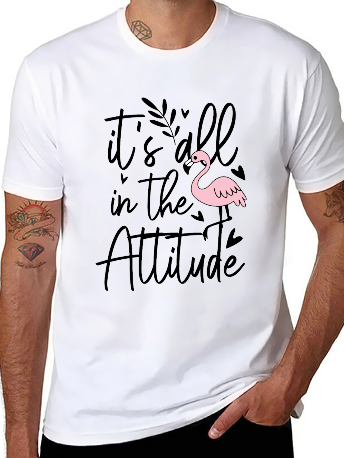Attitude Flamingo Graphic Tee - Black