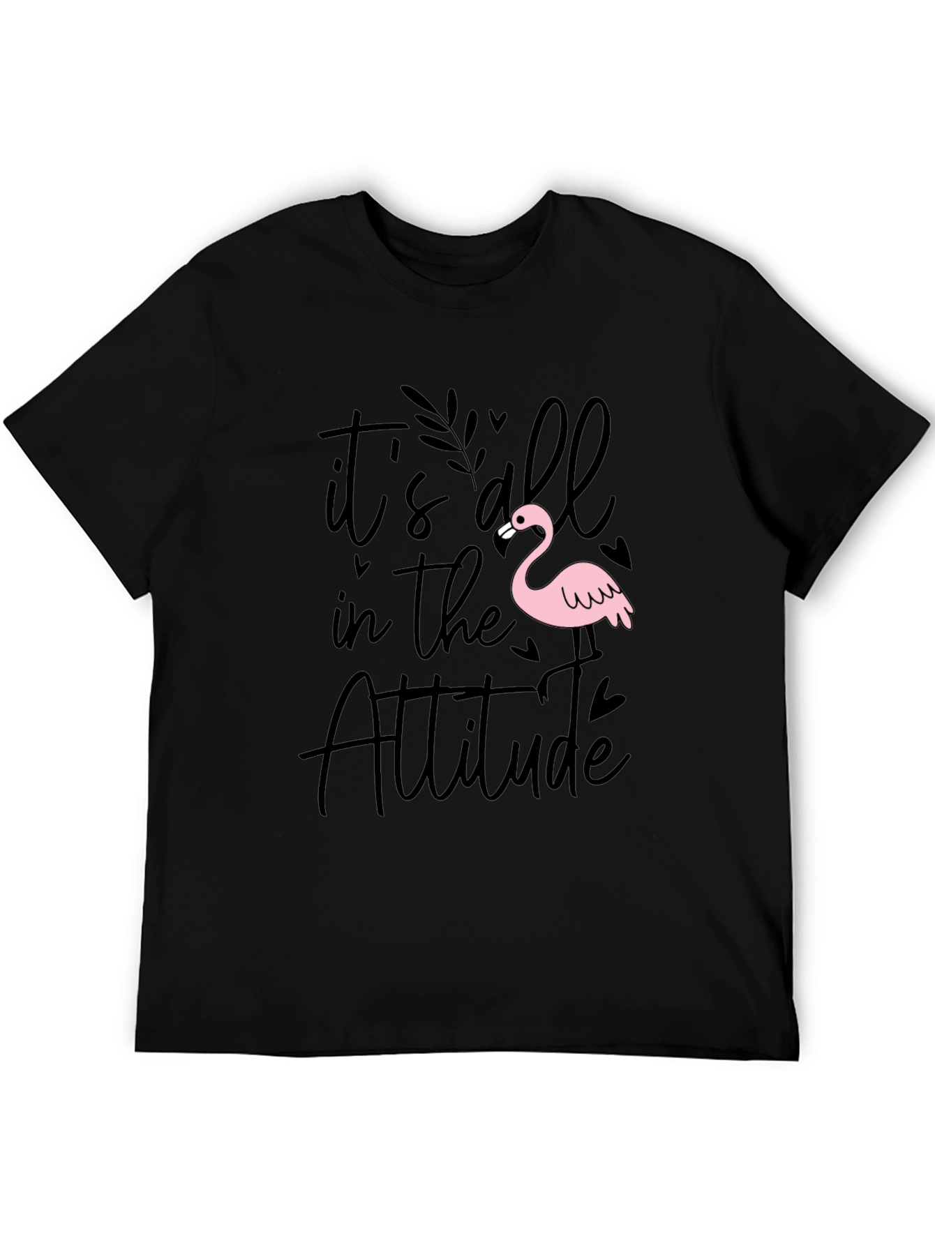 Attitude Flamingo Graphic Tee - Black