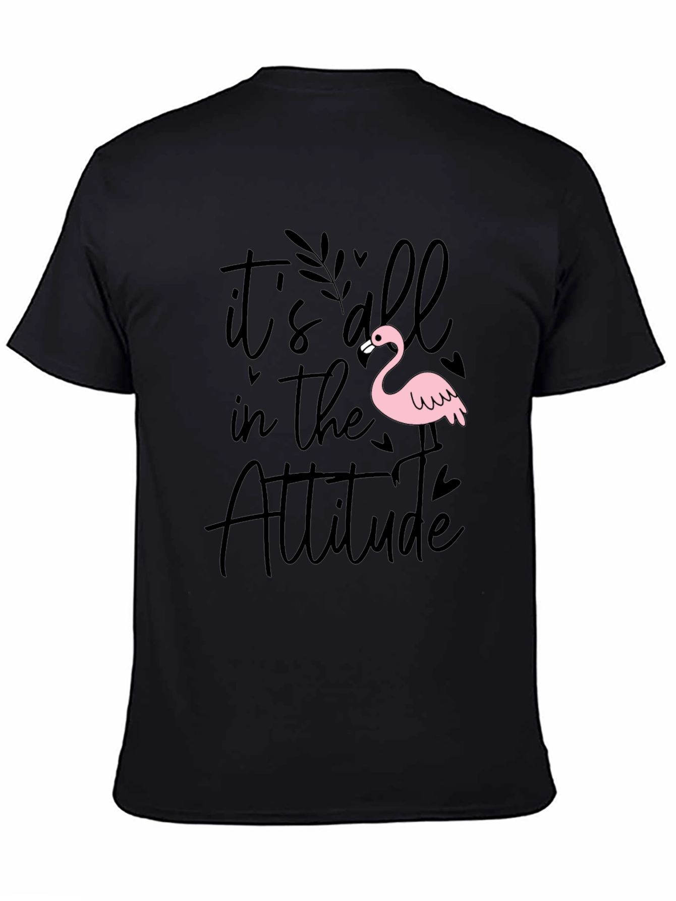 Attitude Flamingo Graphic Tee - Black