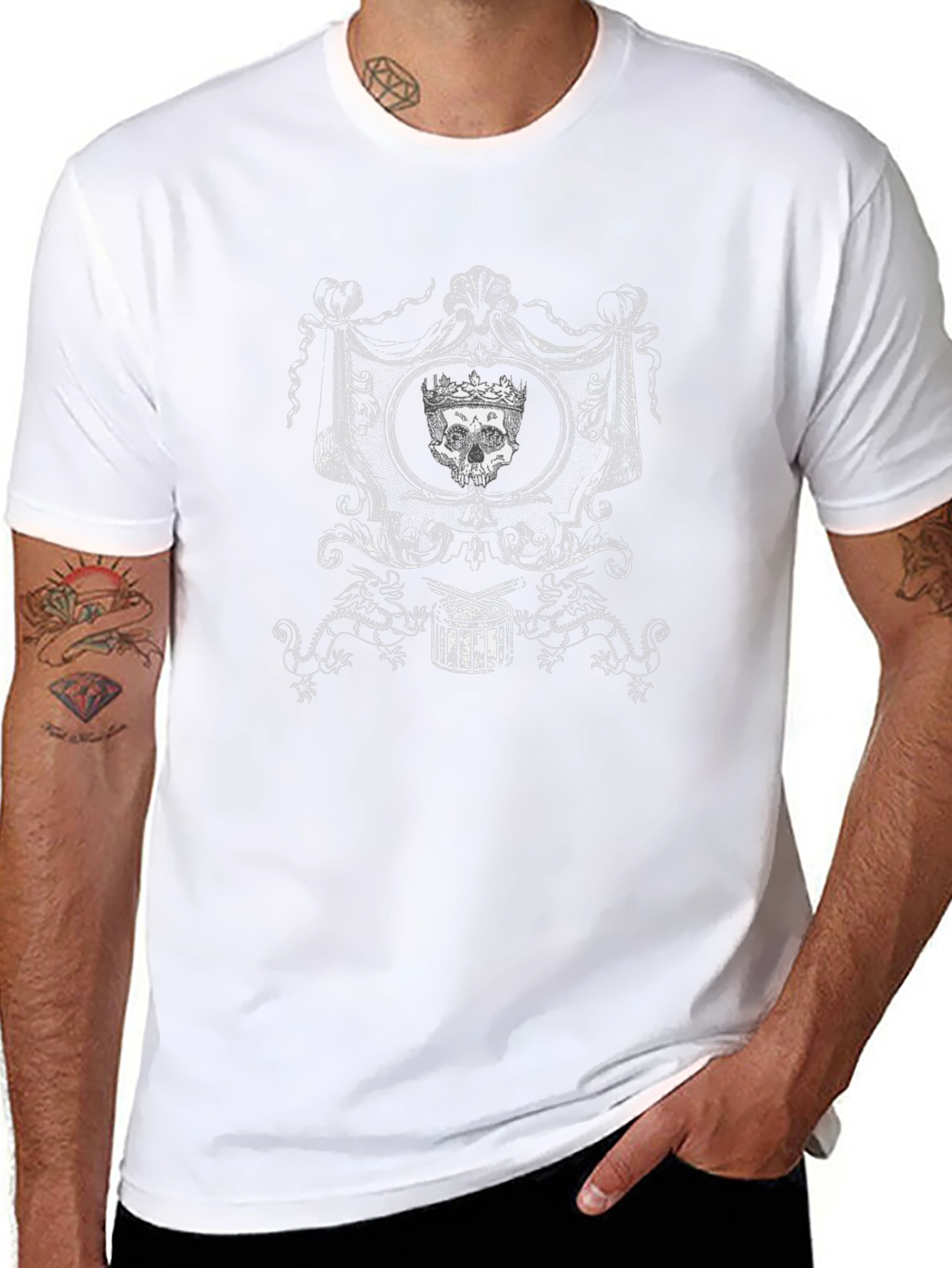 Skull King Drum T-Shirt - Black Graphic Tee