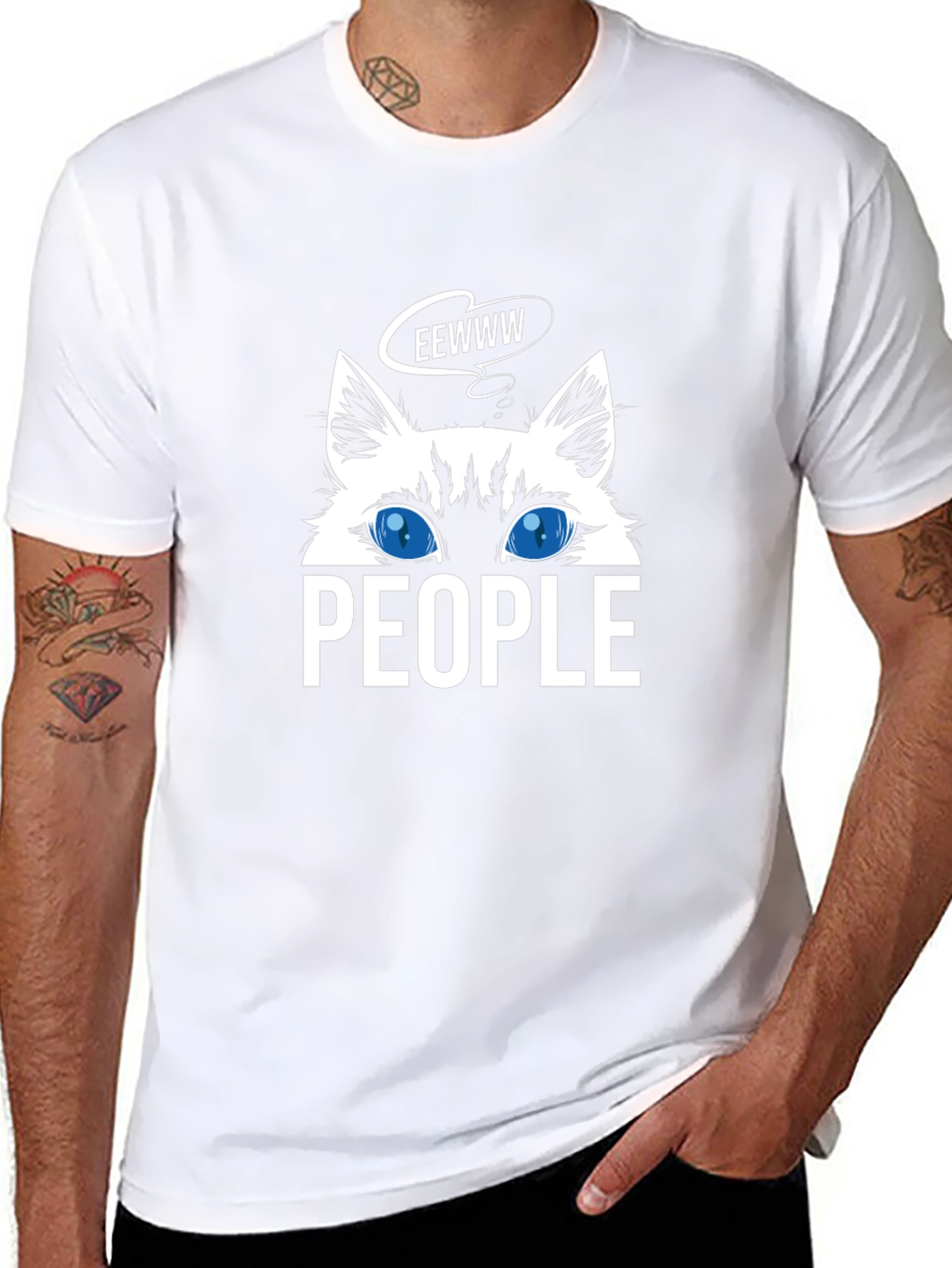Cat Lover Tee - EEWWW People Black T-Shirt
