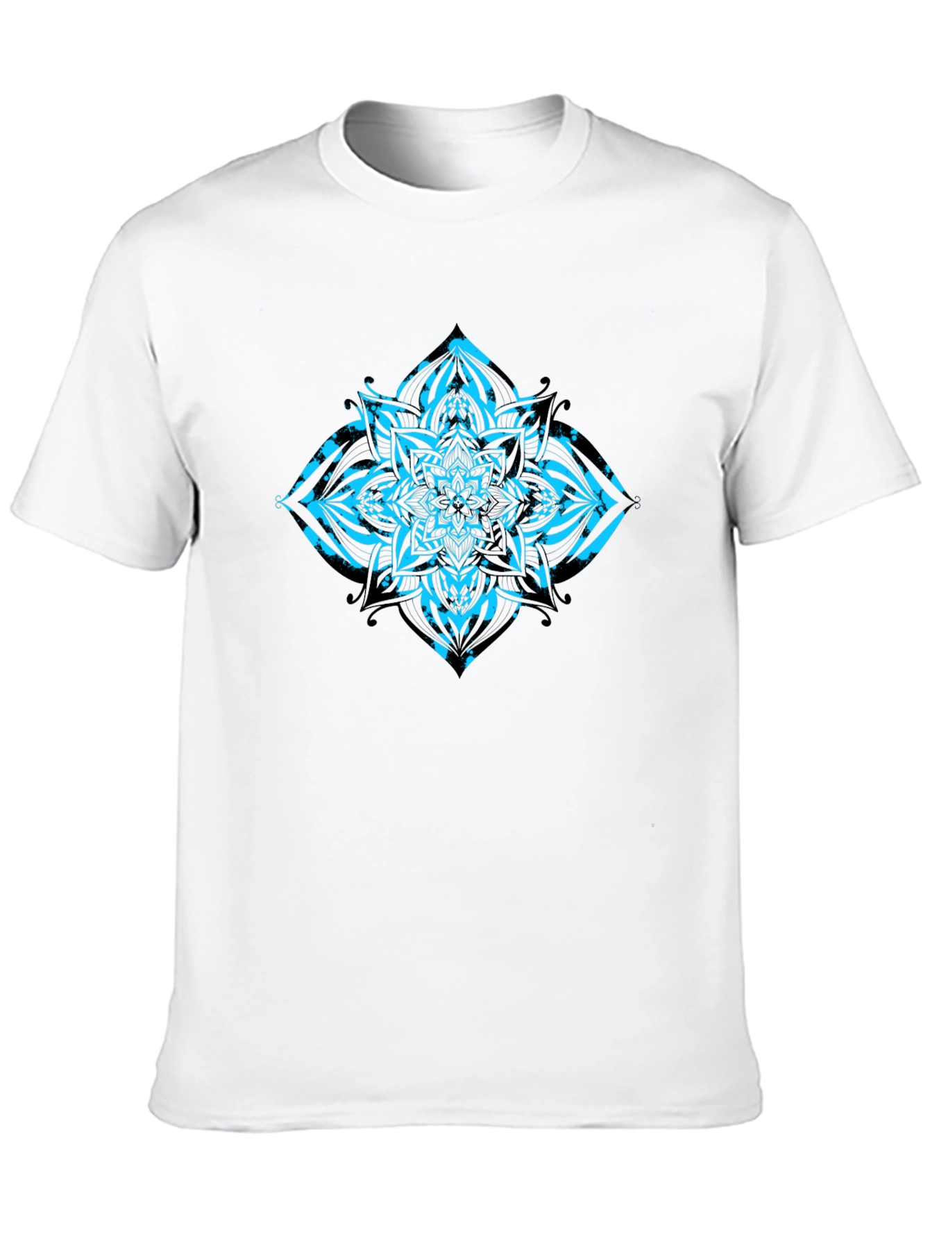 Mens Black T-Shirt with Turquoise Mandala