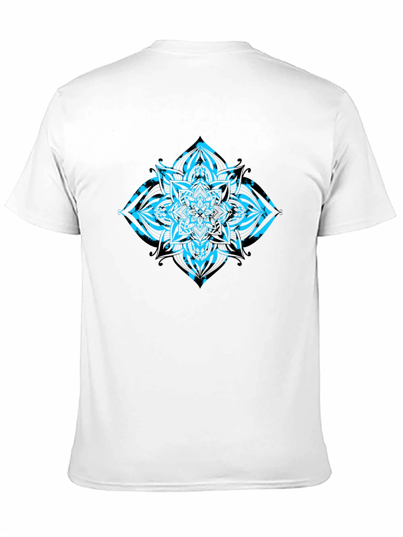 Mens Black T-Shirt with Turquoise Mandala