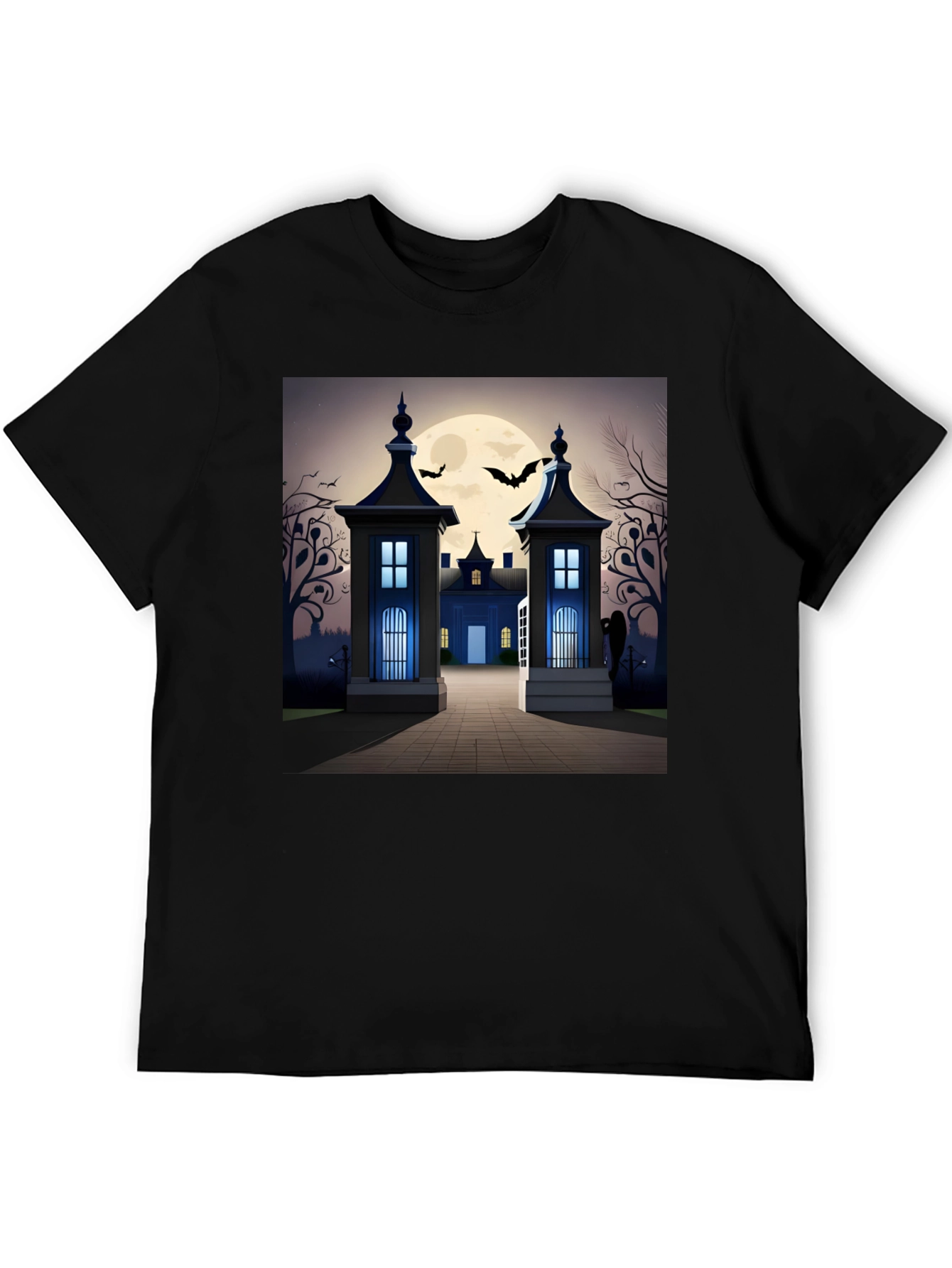 Spooky Halloween Mansion Graphic Tee