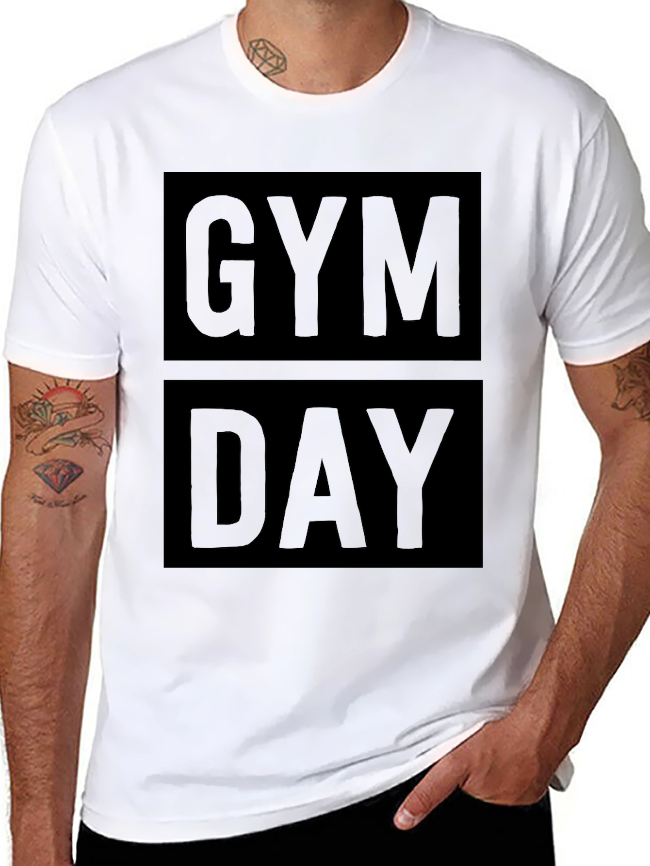 Gym Day Black Graphic T-Shirt