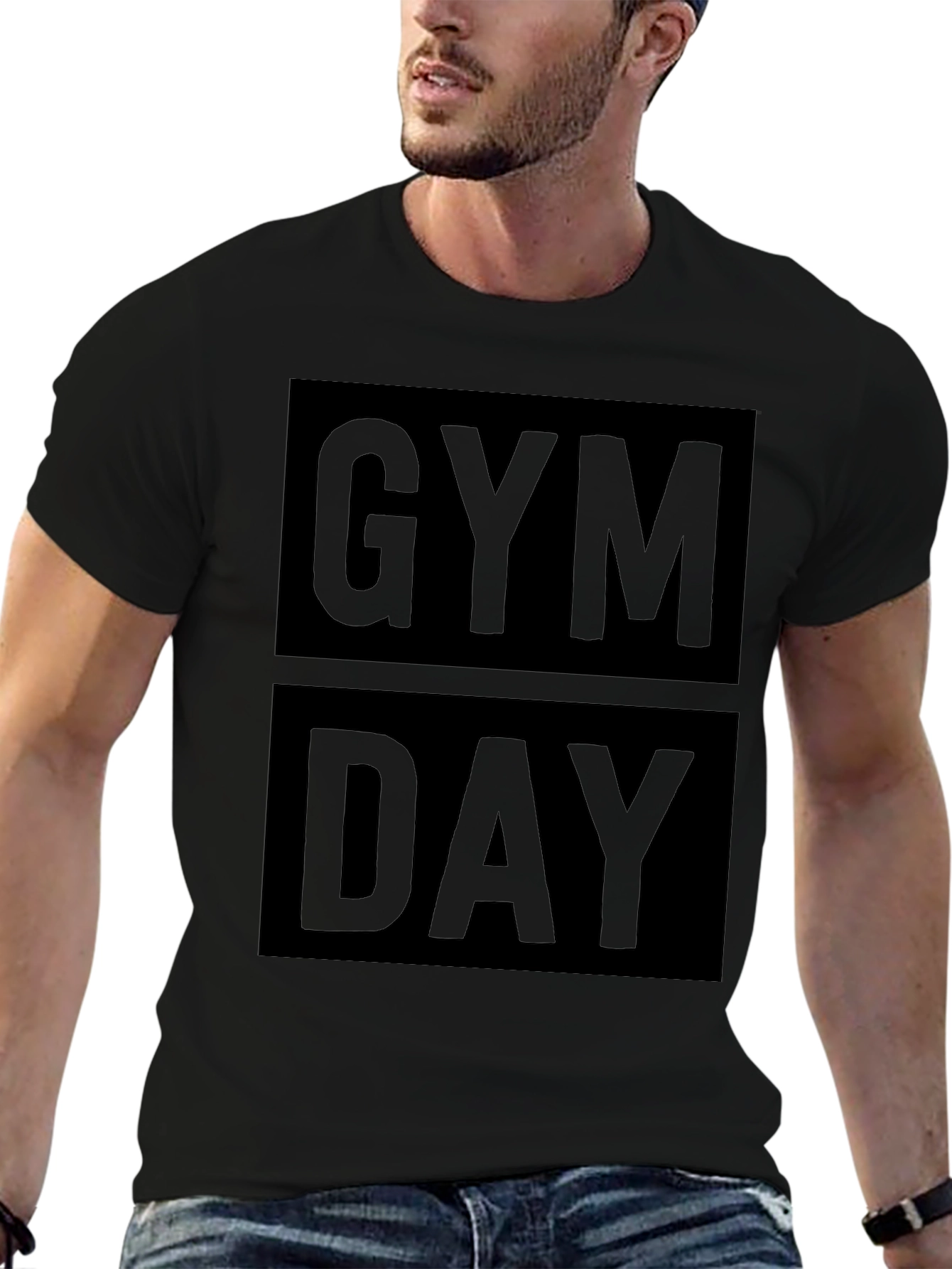 Gym Day Black Graphic T-Shirt