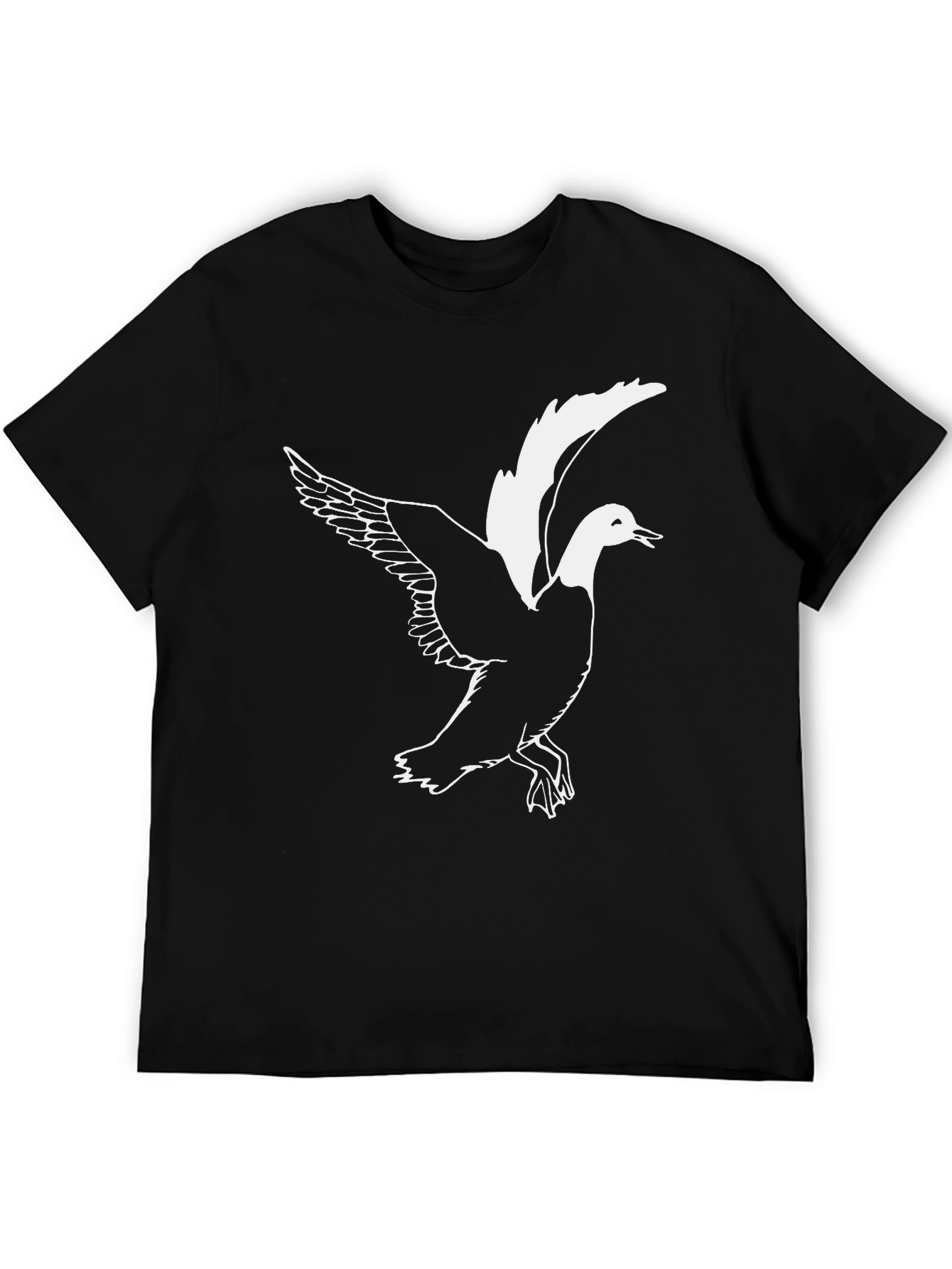 Mens Black T-shirt with Flying Duck Graphic