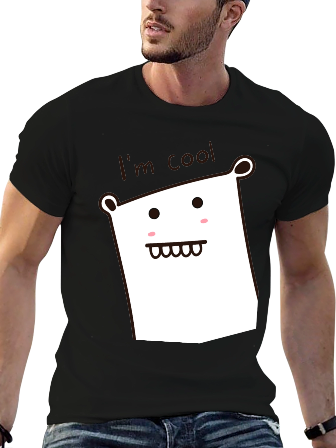 Cool Character Black Cotton Graphic Tee