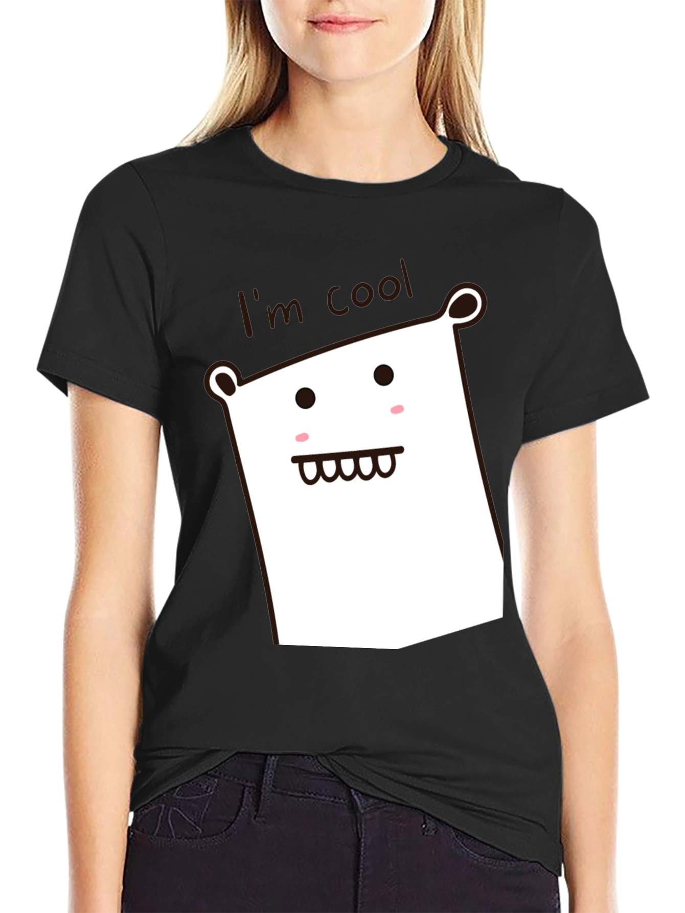 Cool Character Black Cotton Graphic Tee