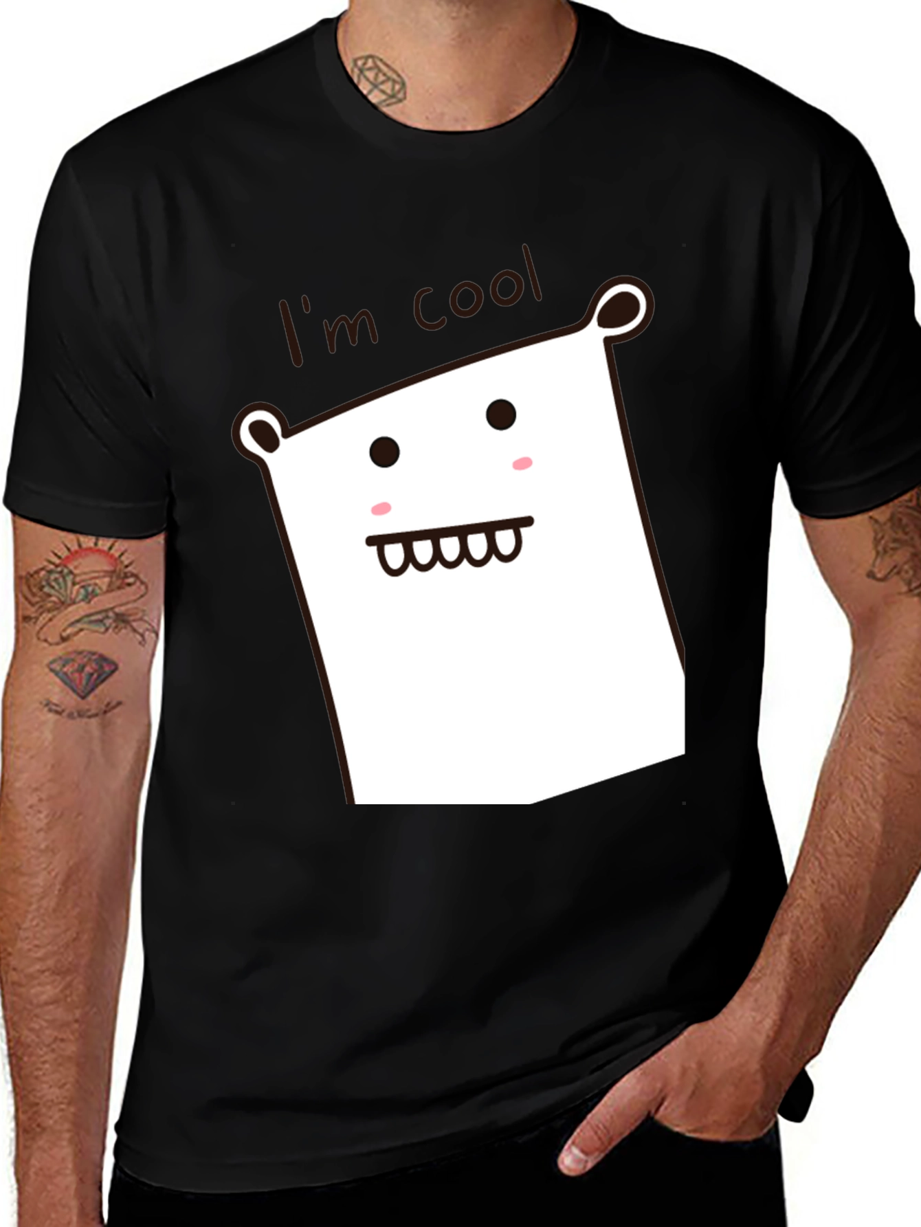 Cool Character Black Cotton Graphic Tee