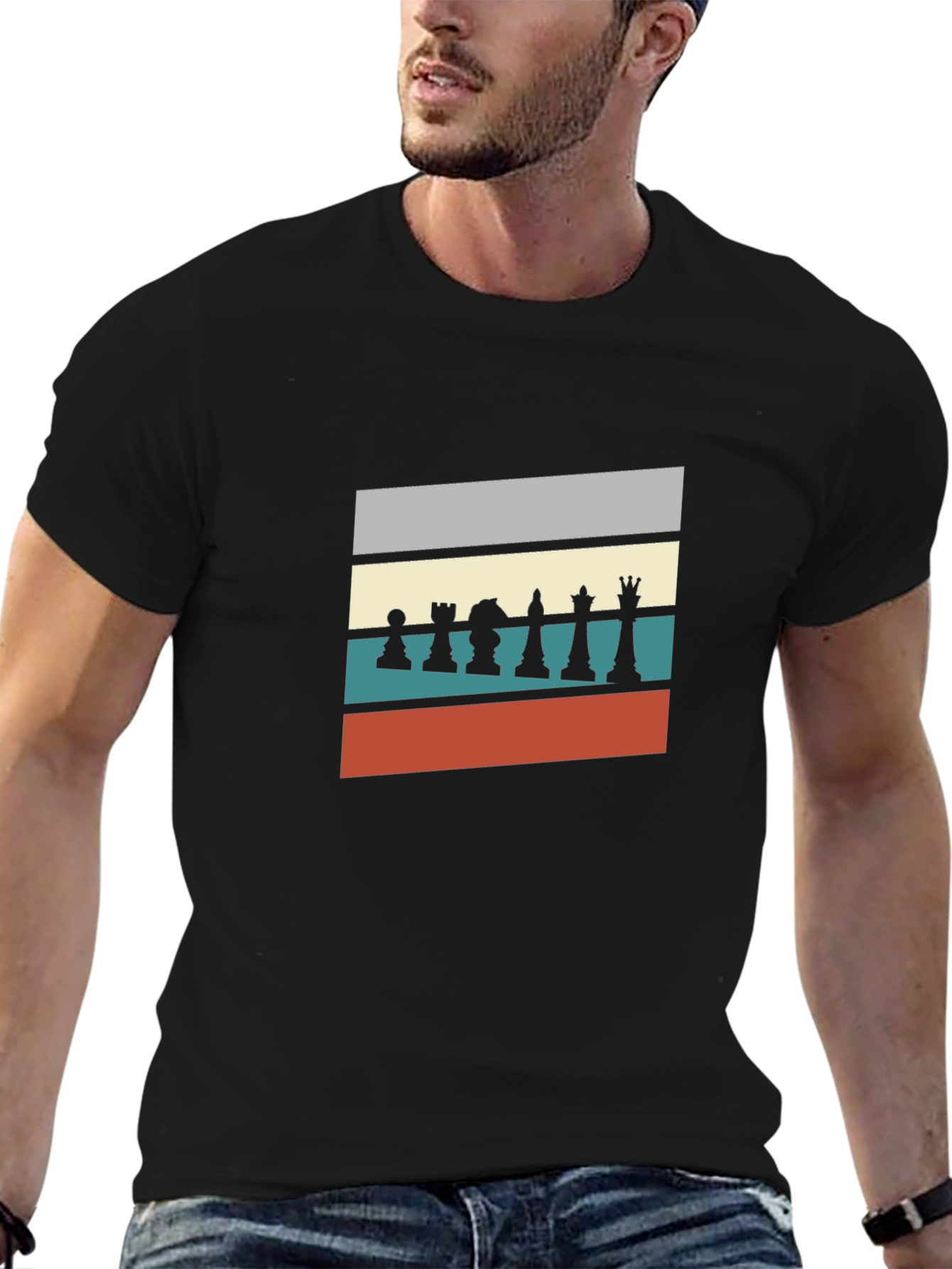 Chess Piece Retro Style Mens T-Shirt
