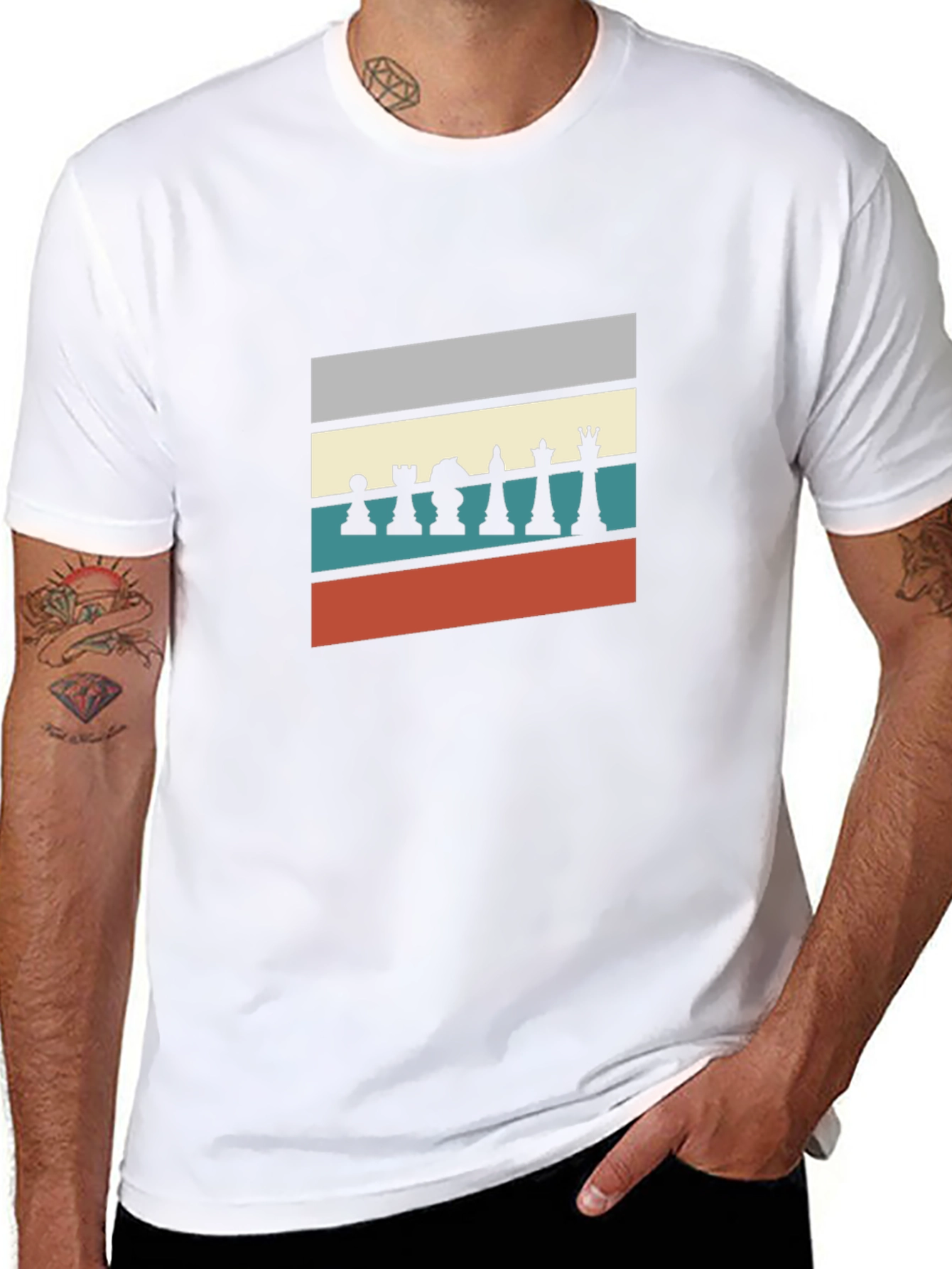 Chess Piece Retro Style Mens T-Shirt