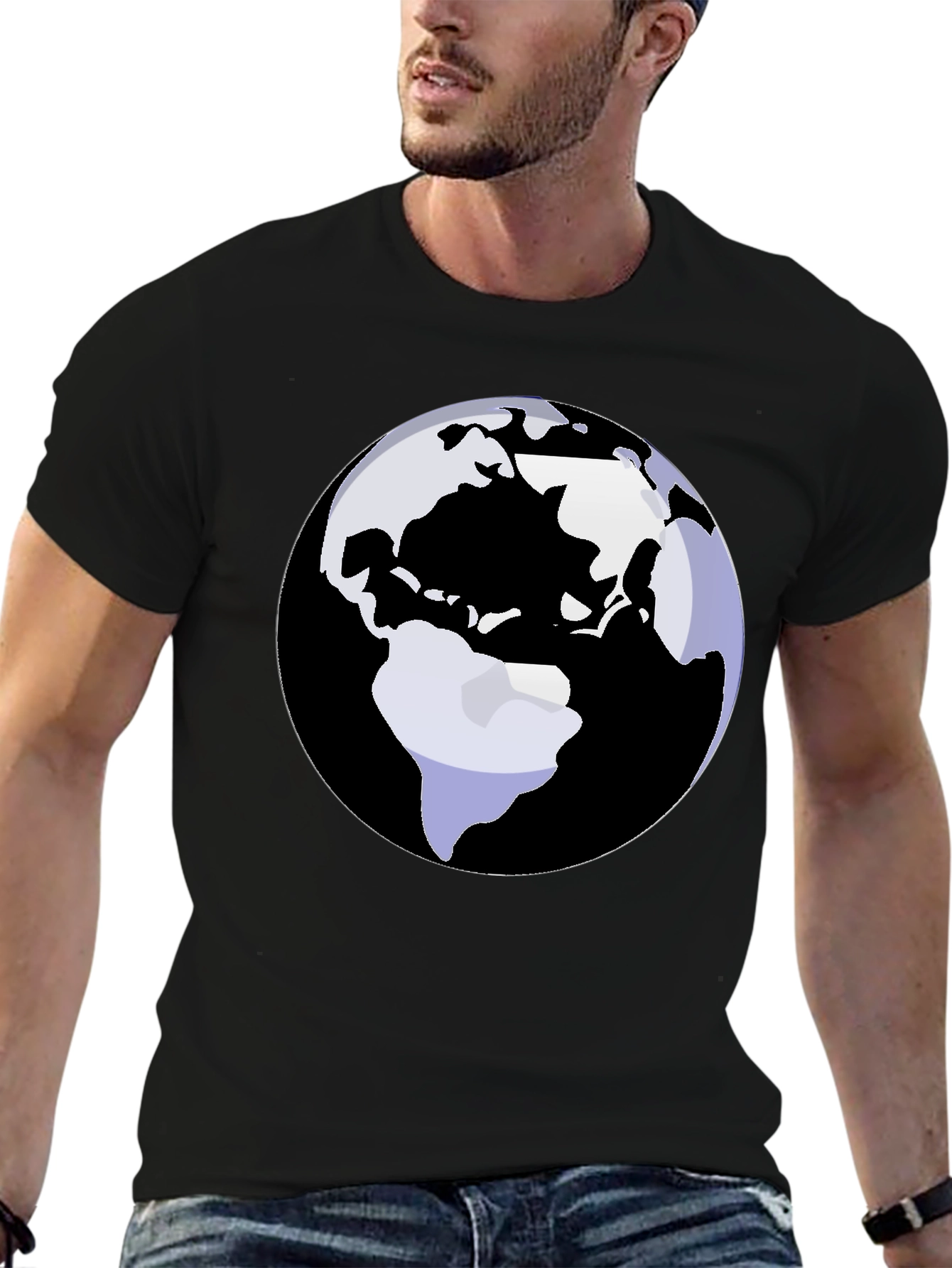 Earth Graphic Tee - Black Cotton Blend