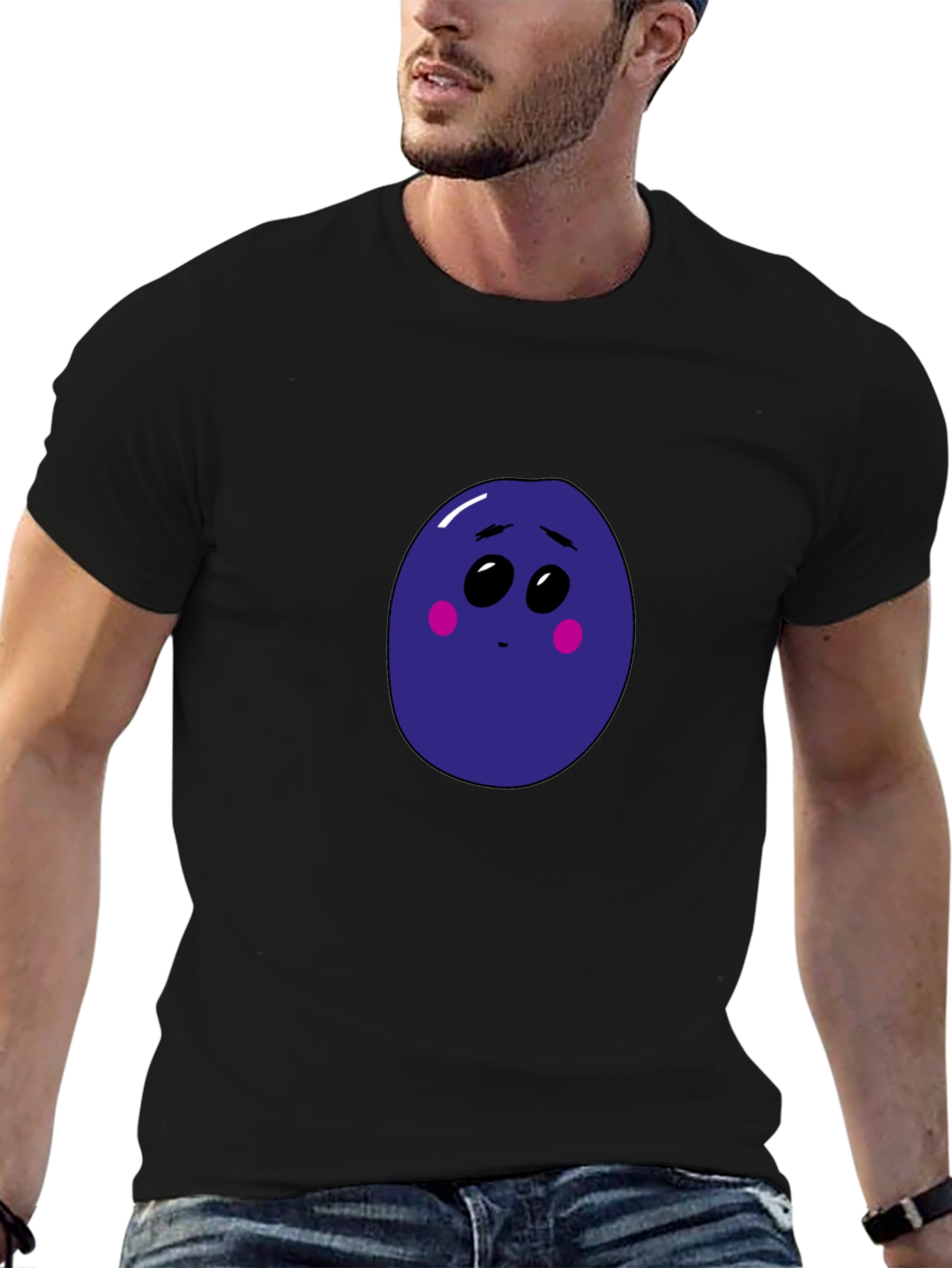 Sad Blueberry Graphic Black T-Shirt