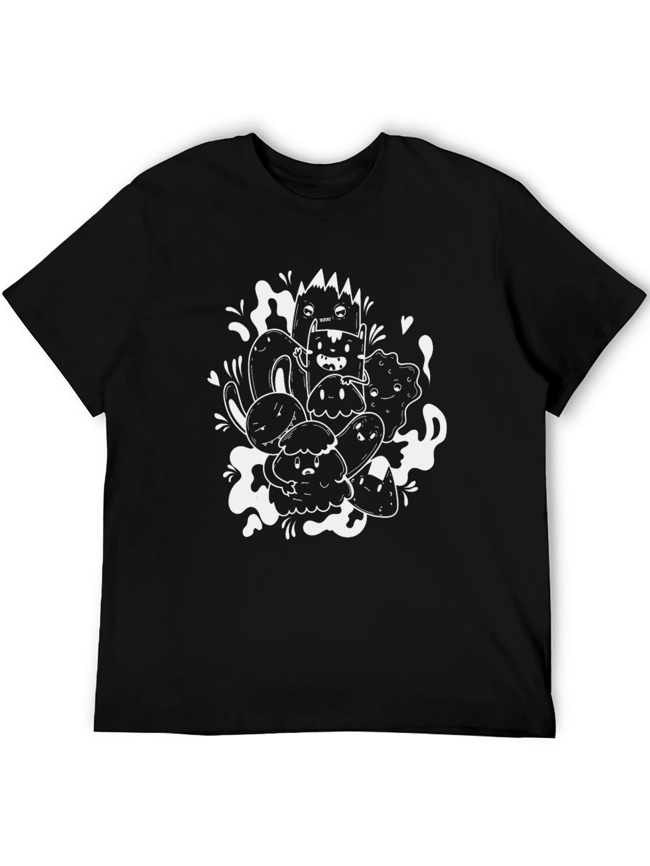Doodle Art Graphic Tee - Unique Black T-Shirt
