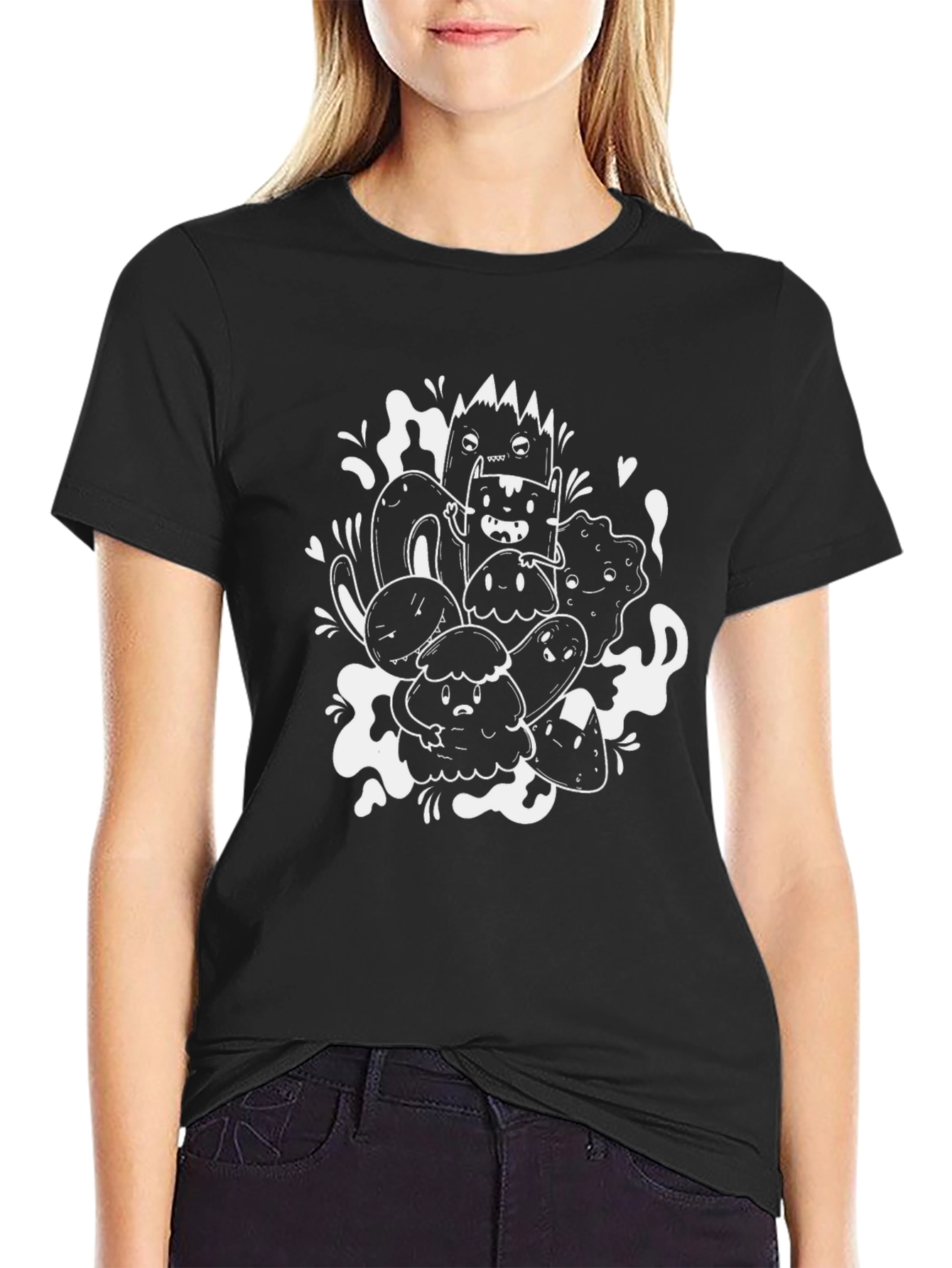 Doodle Art Graphic Tee - Unique Black T-Shirt