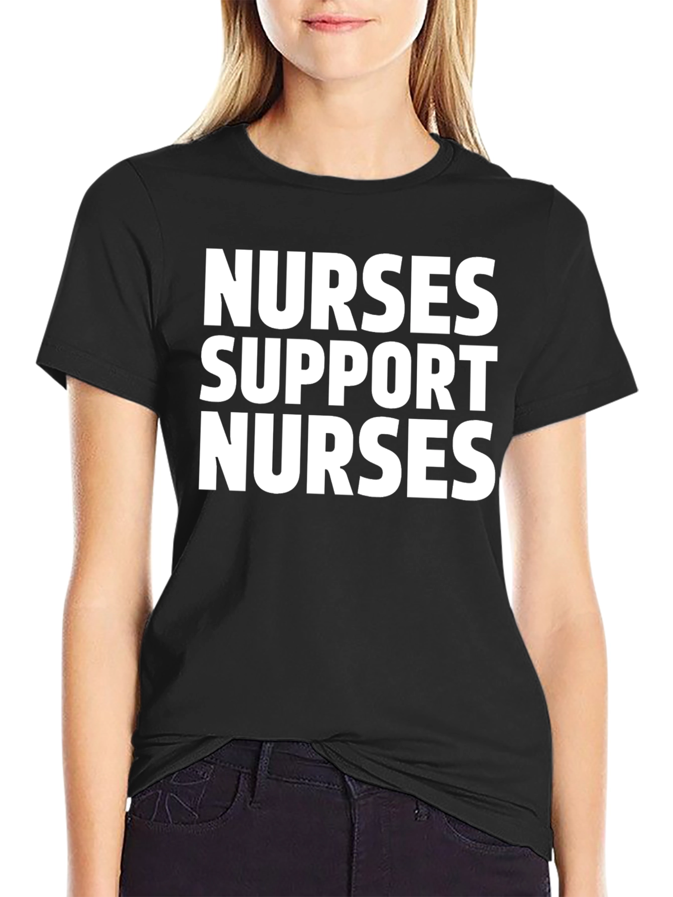 Nurses Support Nurses Black T-Shirt