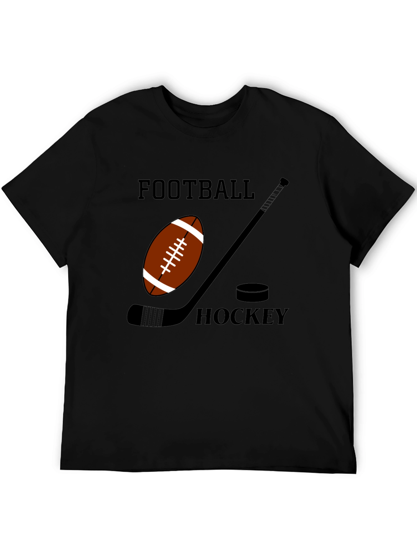 Football & Hockey Graphic Black T-Shirt