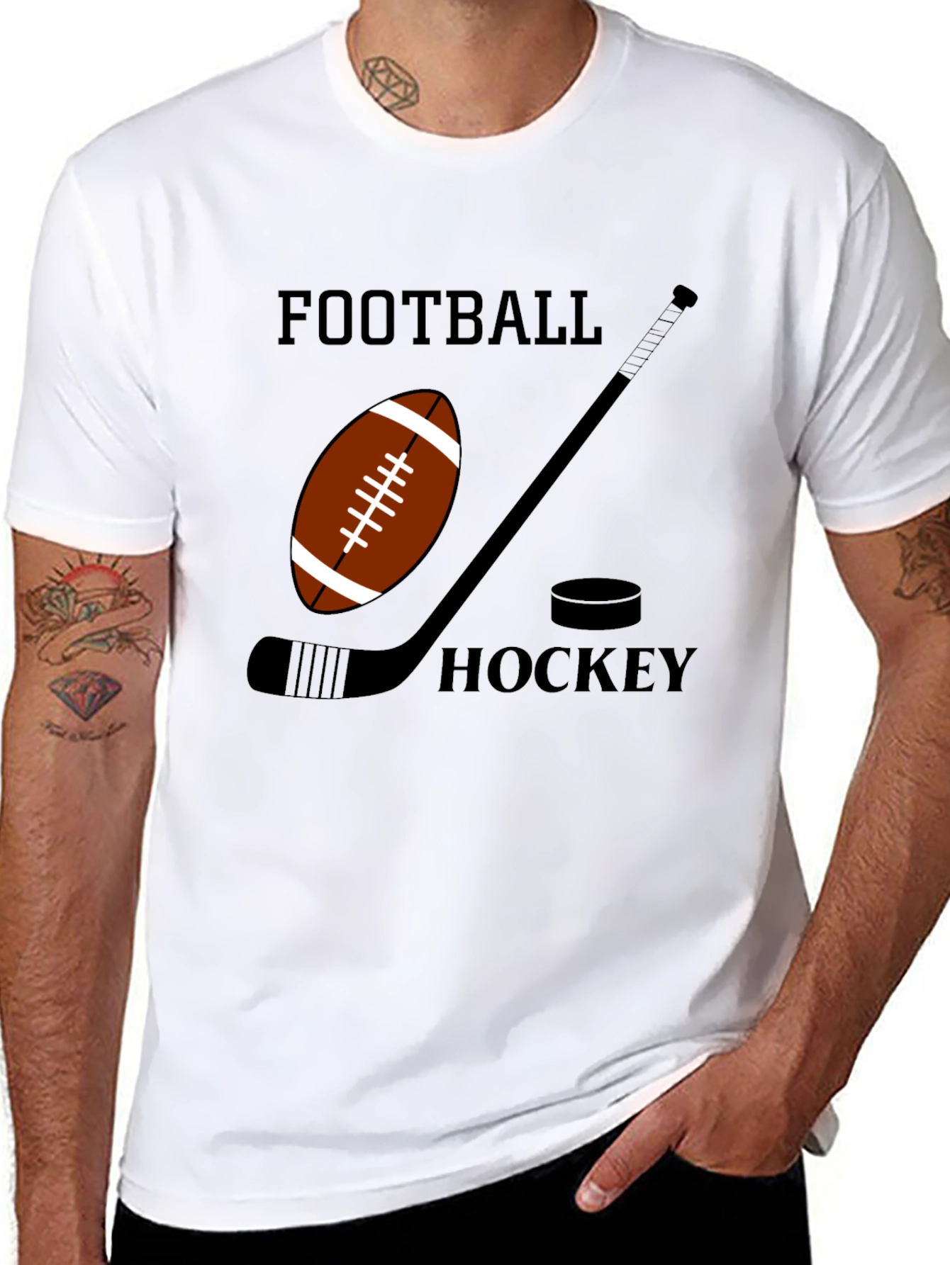 Football & Hockey Graphic Black T-Shirt