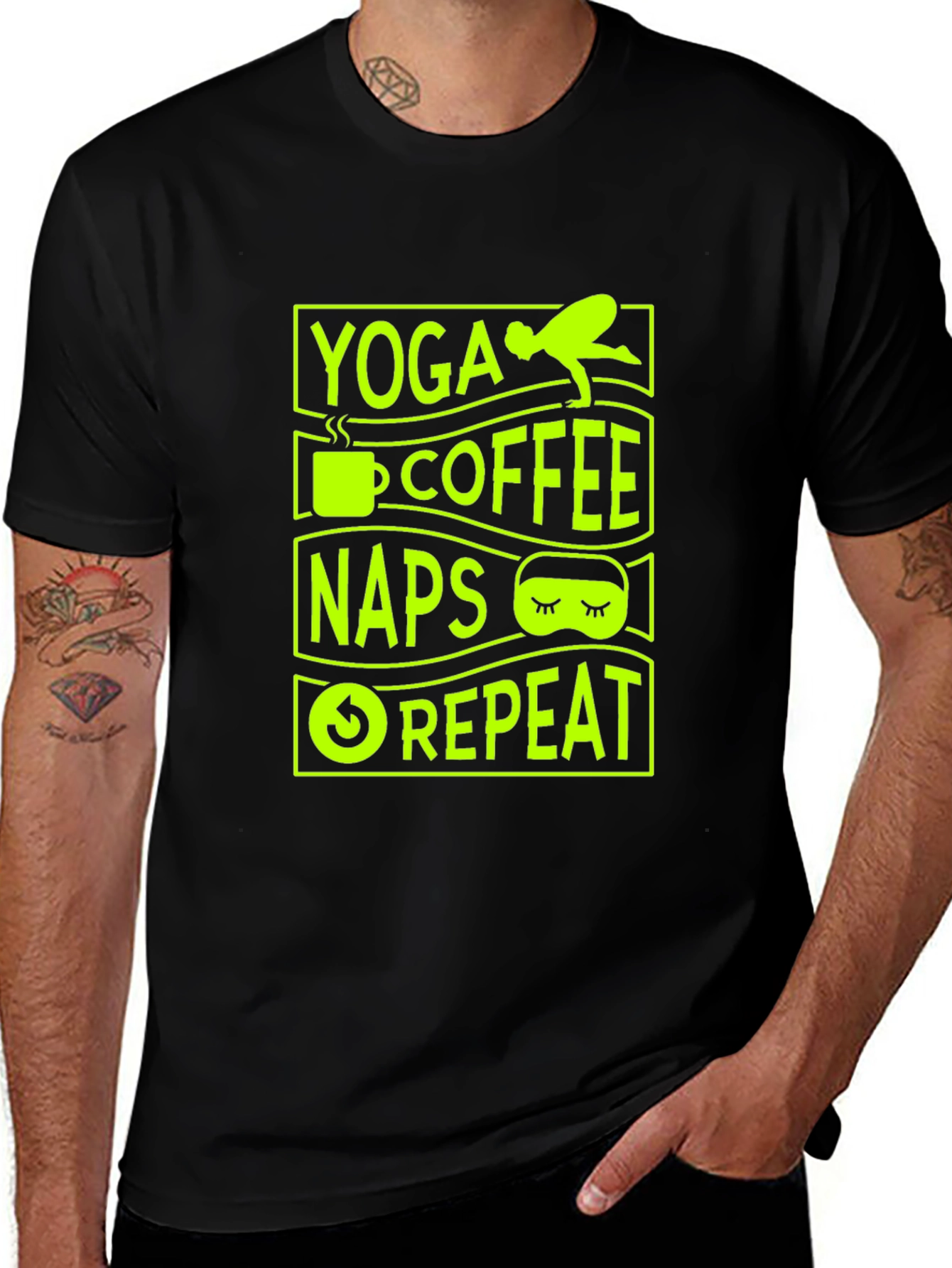 Yoga Coffee Naps Repeat Graphic T-Shirt