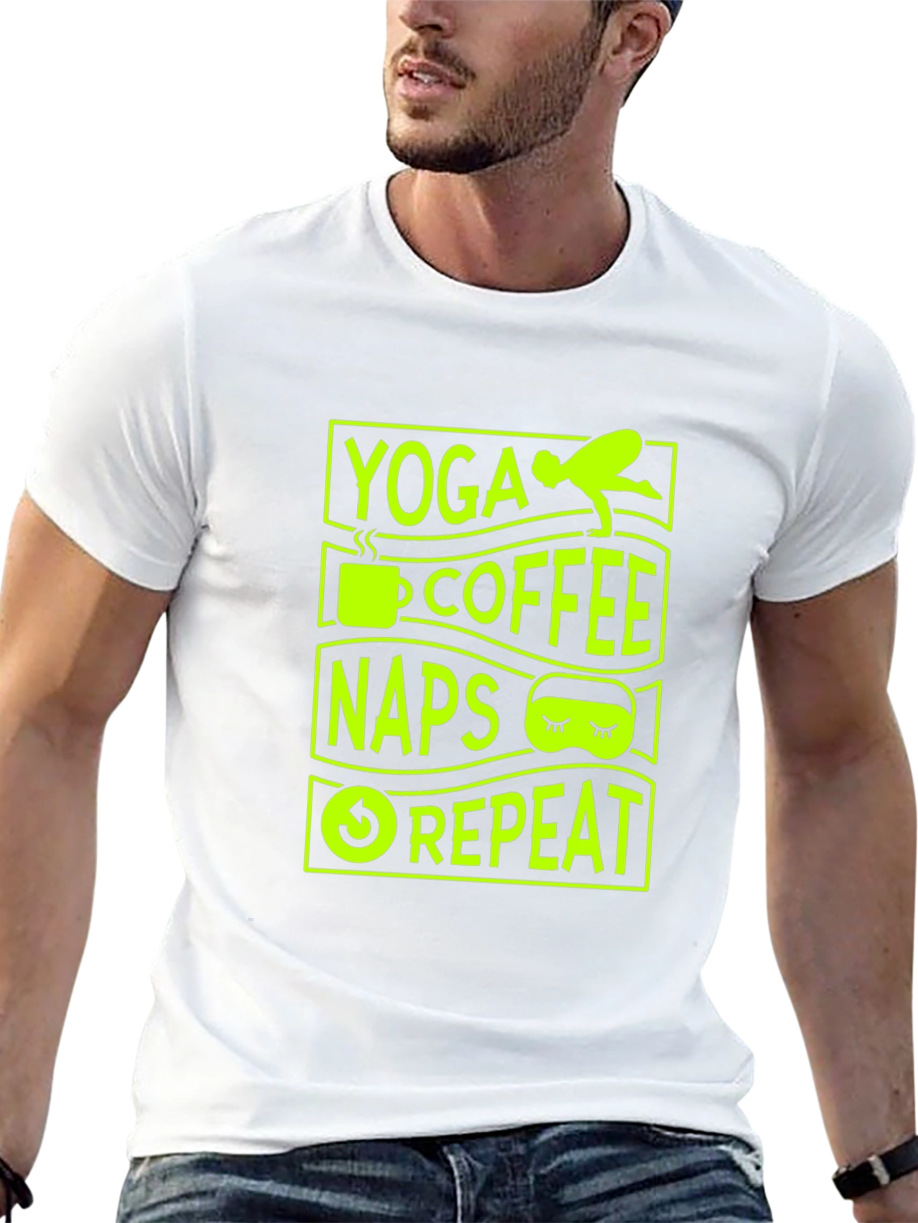 Yoga Coffee Naps Repeat Graphic T-Shirt