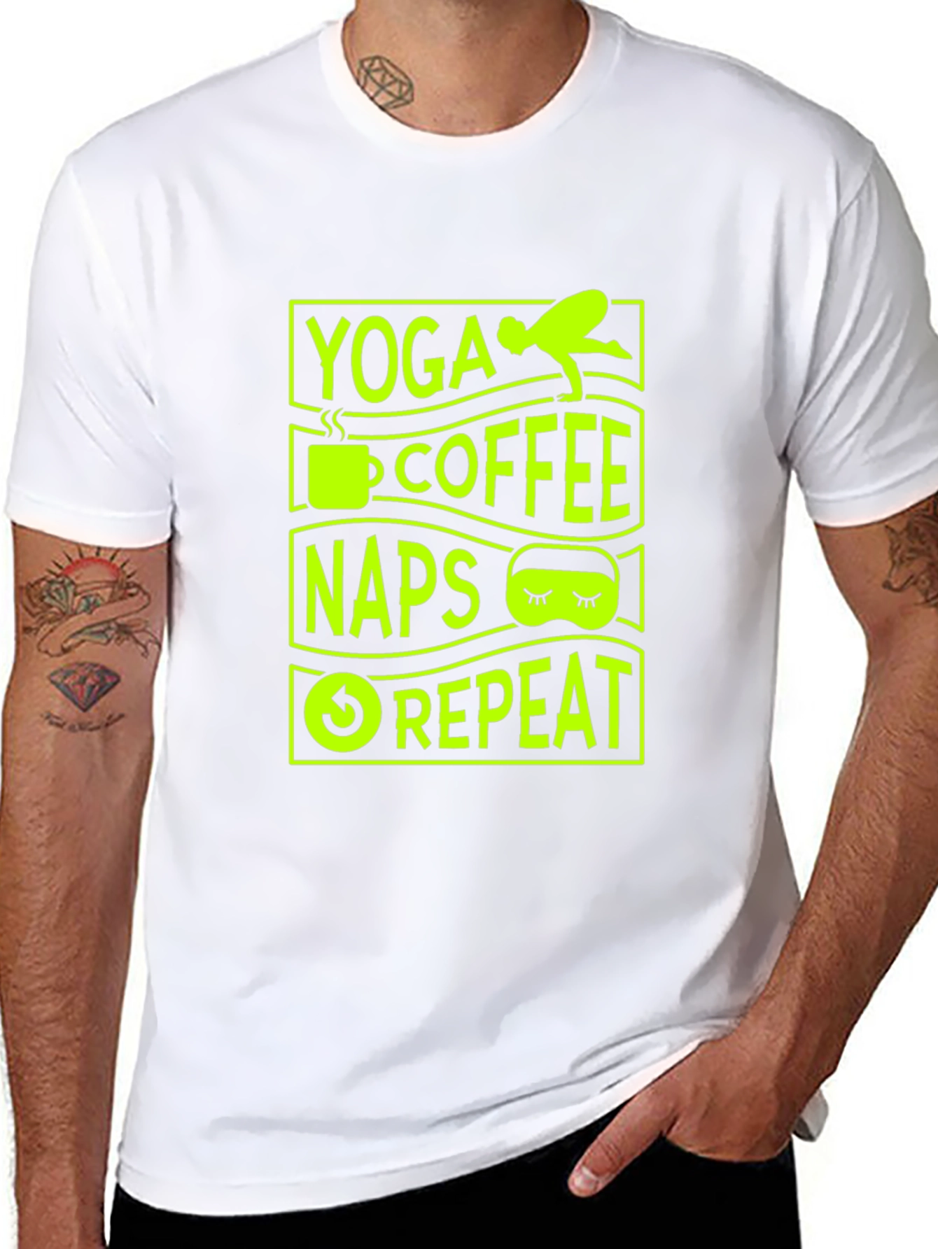 Yoga Coffee Naps Repeat Graphic T-Shirt