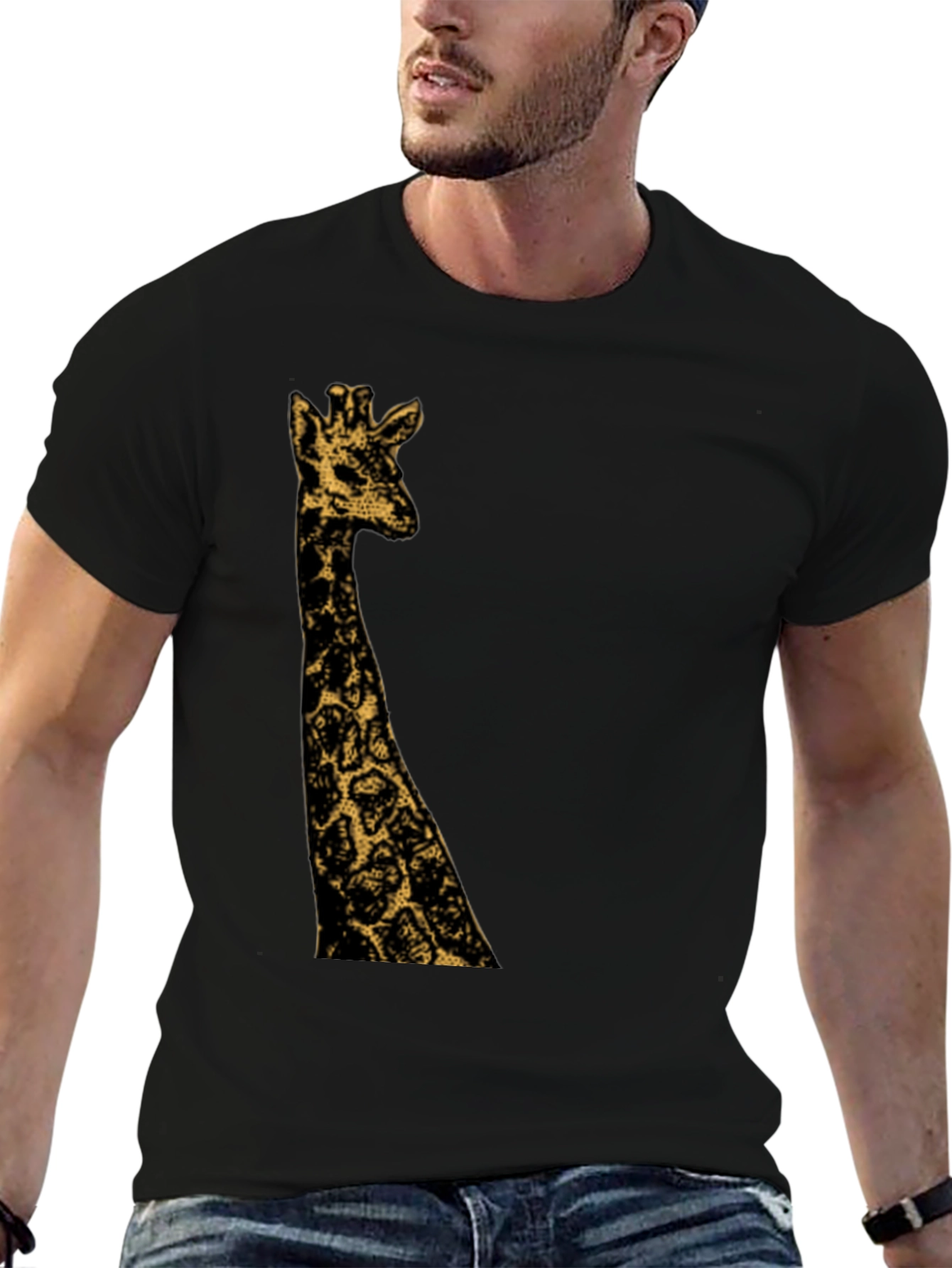 Giraffe Graphic Black T-Shirt - Mens Fashion Tee