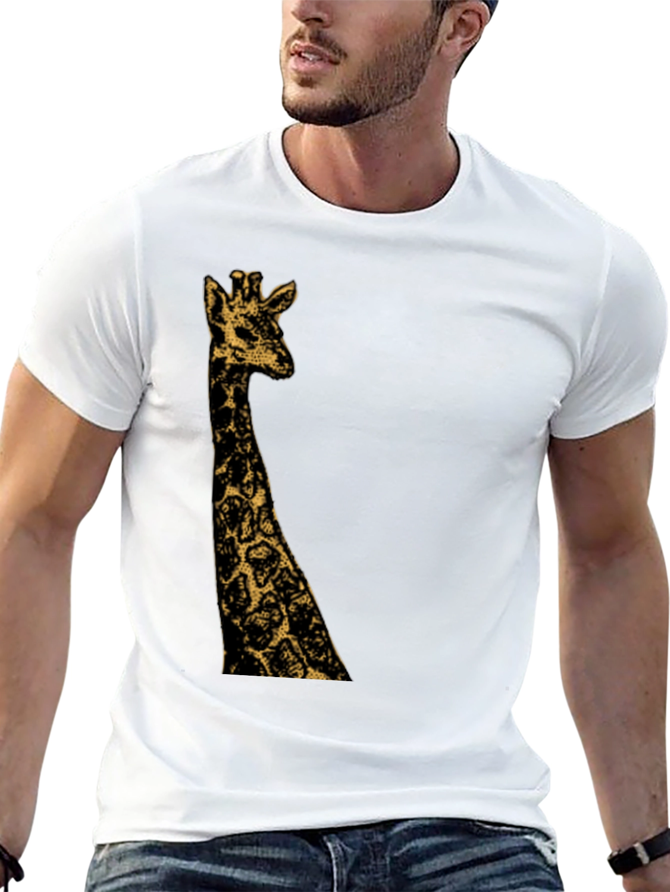Giraffe Graphic Black T-Shirt - Mens Fashion Tee