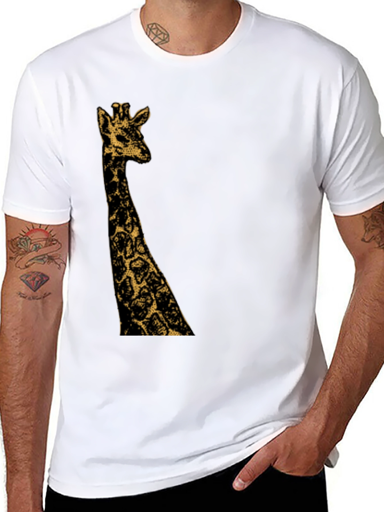 Giraffe Graphic Black T-Shirt - Mens Fashion Tee