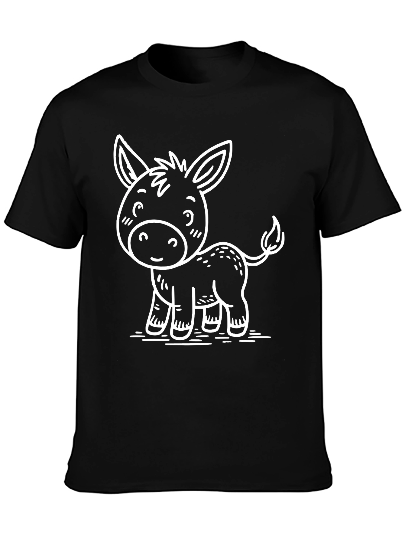 Cute Donkey Graphic Tee - Black