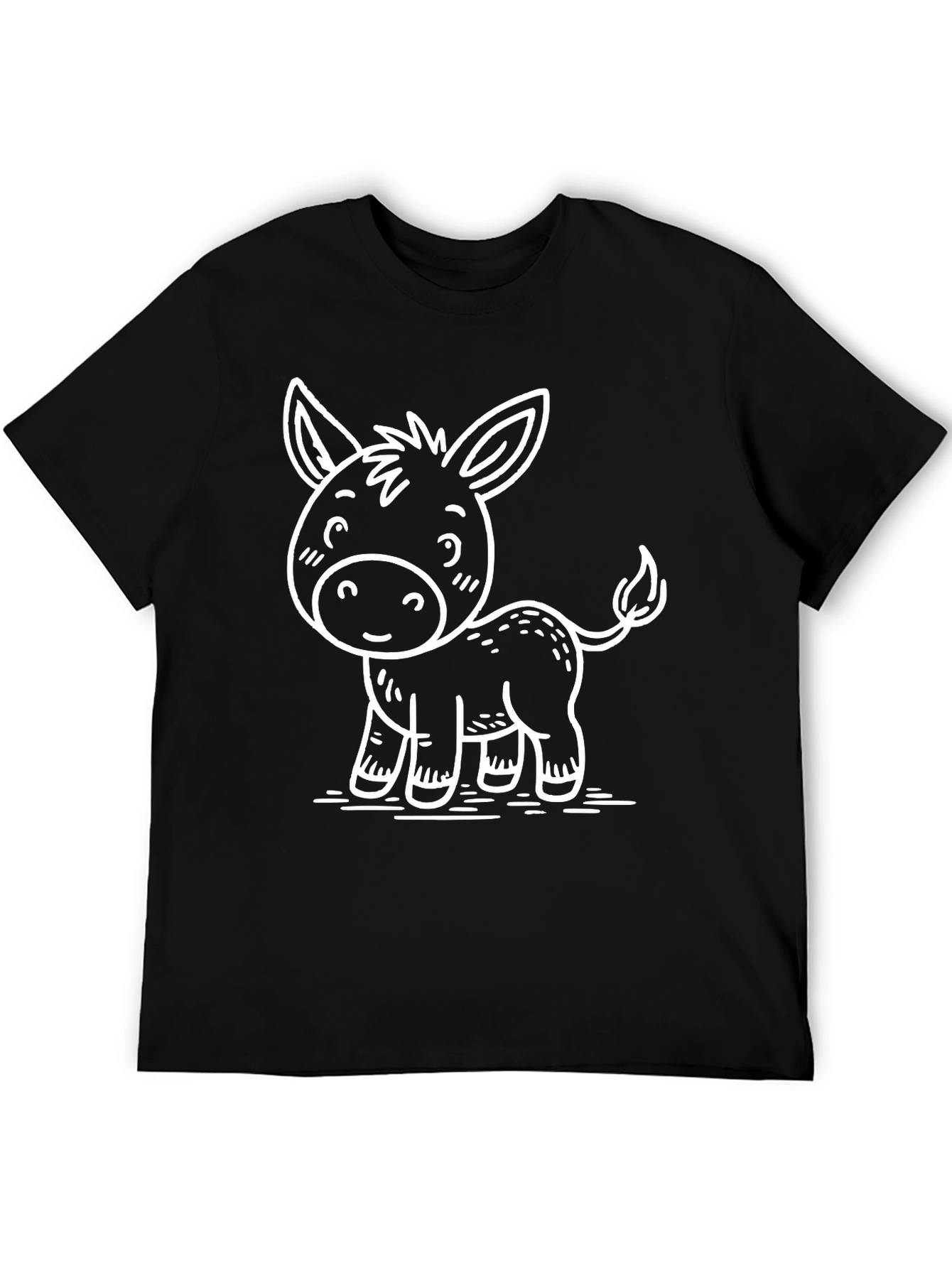 Cute Donkey Graphic Tee - Black