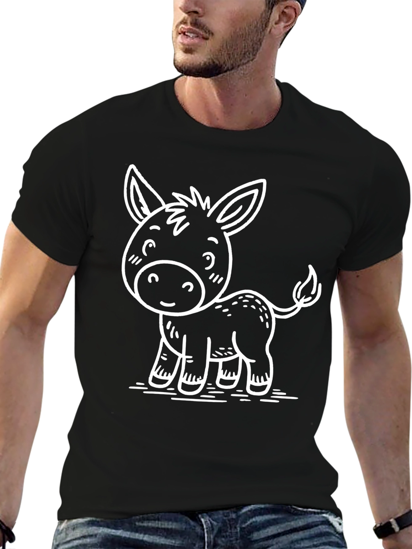 Cute Donkey Graphic Tee - Black