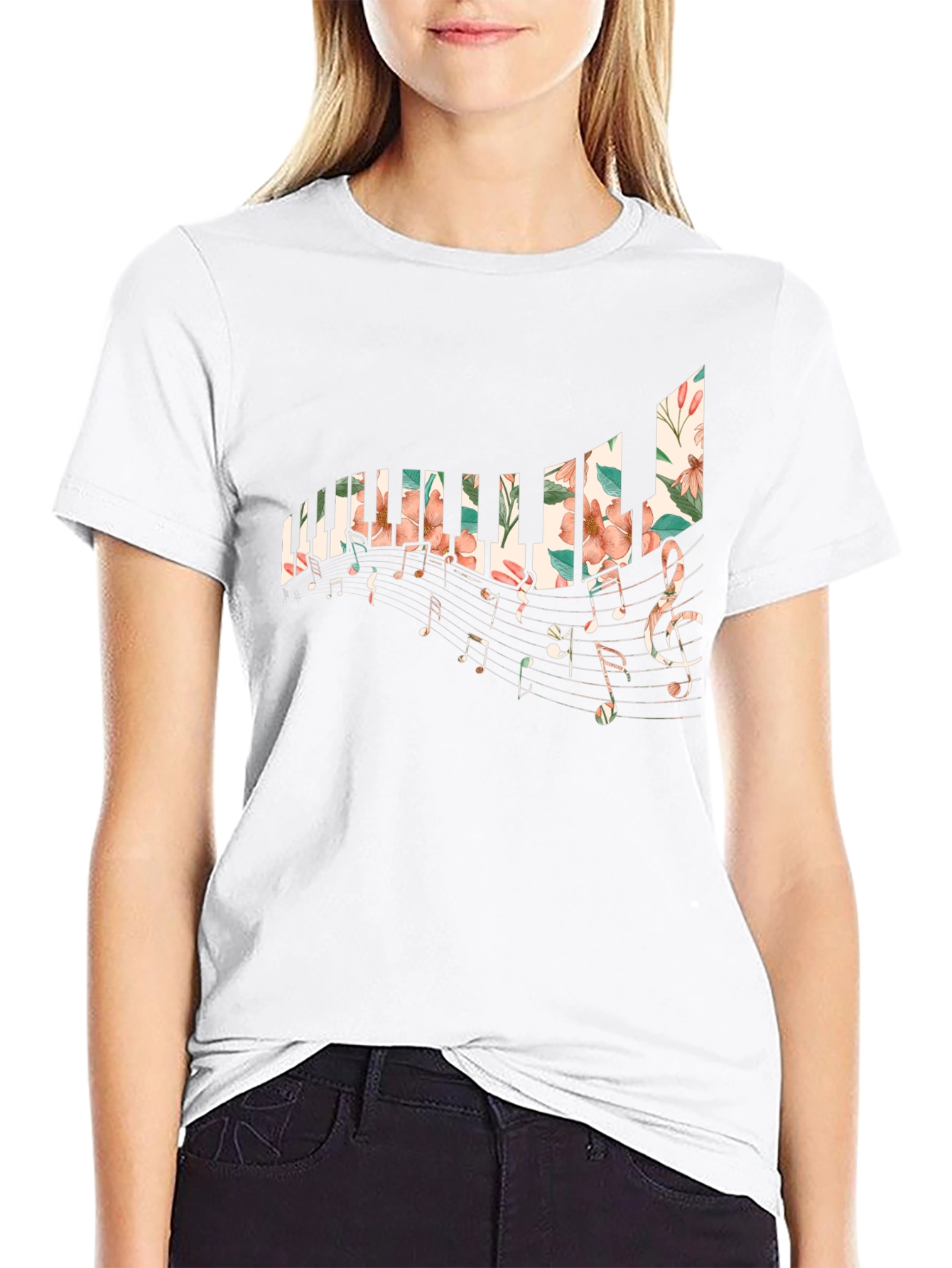Floral Piano Keys T-Shirt