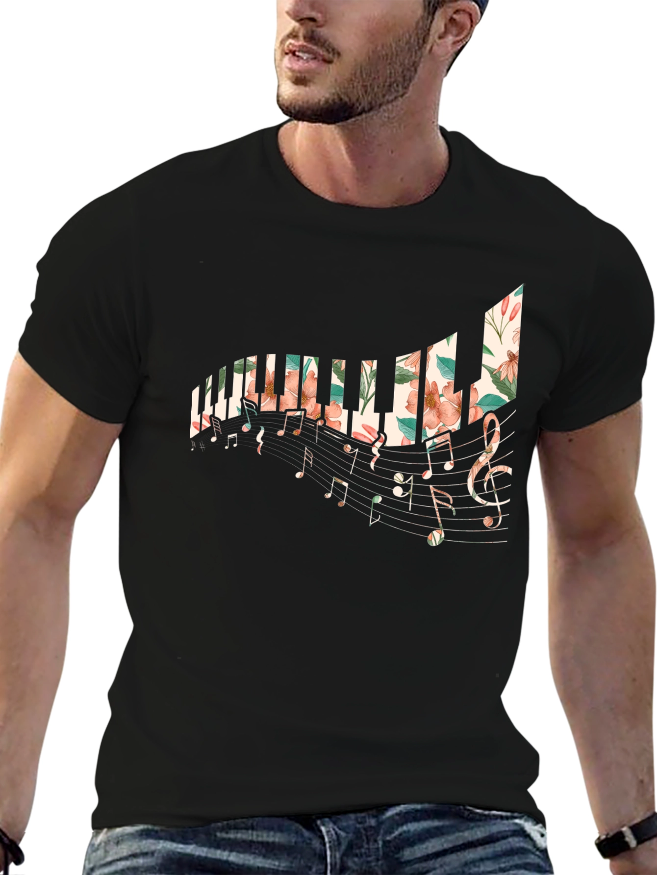 Floral Piano Keys T-Shirt
