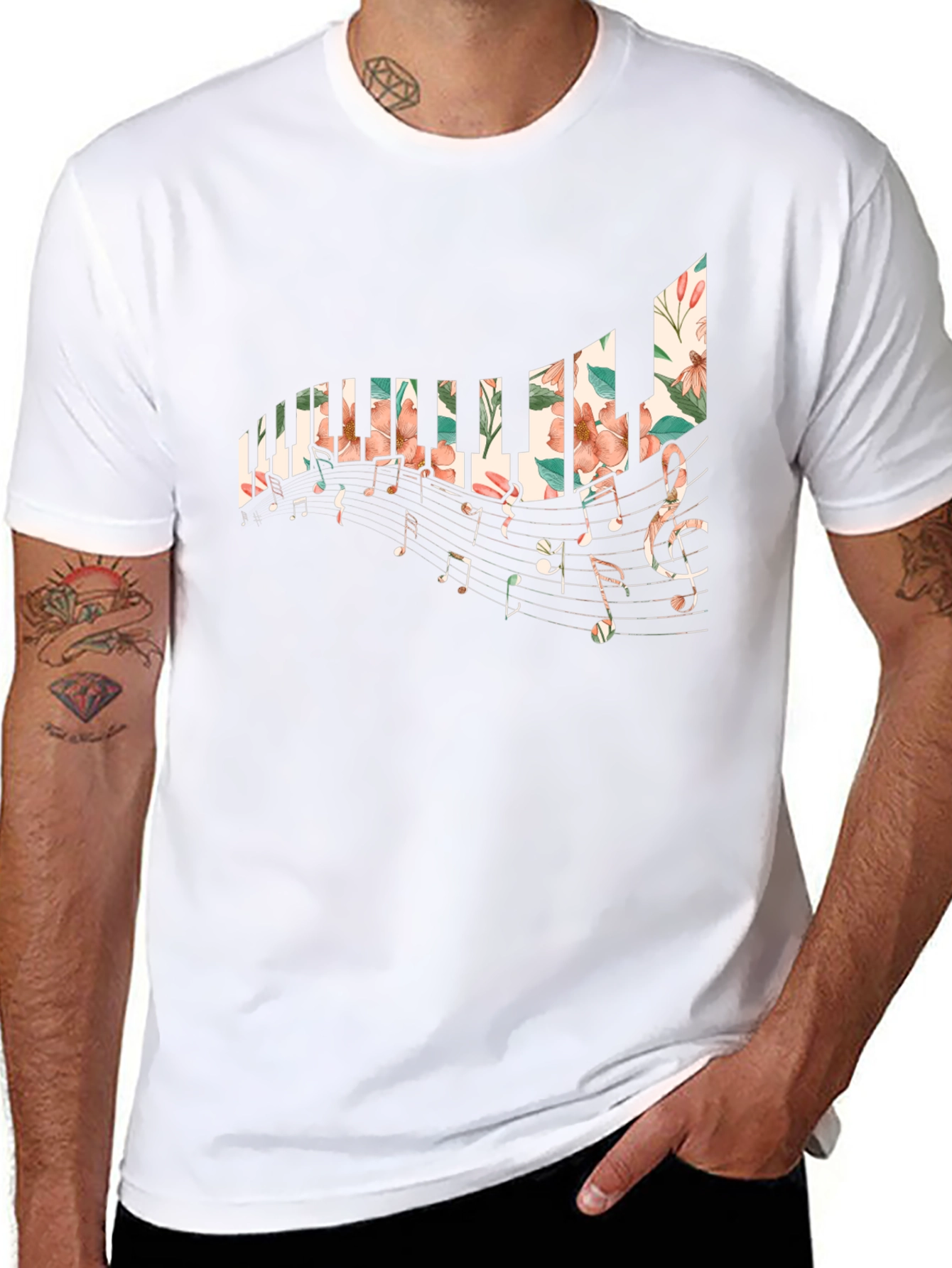 Floral Piano Keys T-Shirt