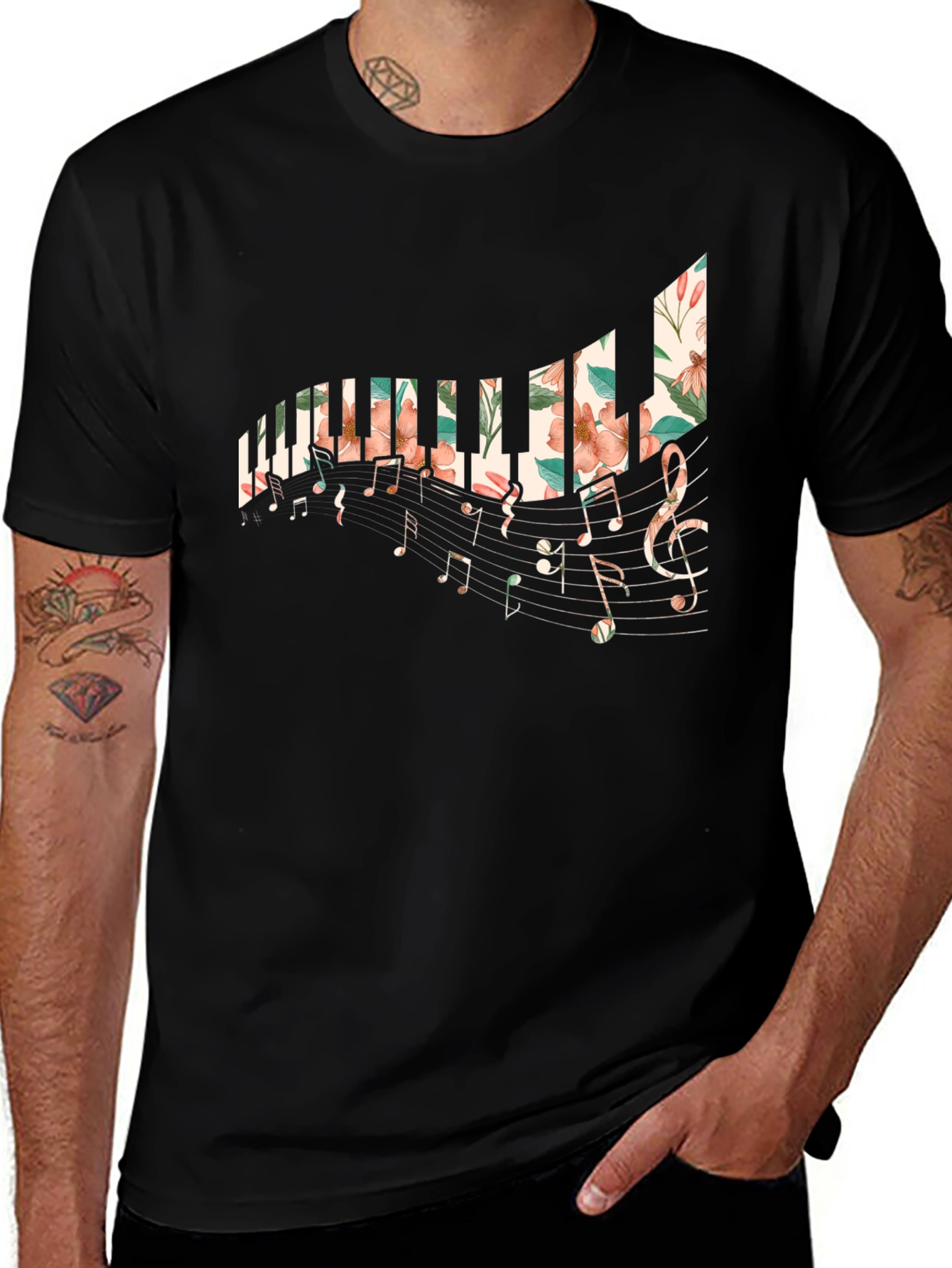 Floral Piano Keys T-Shirt