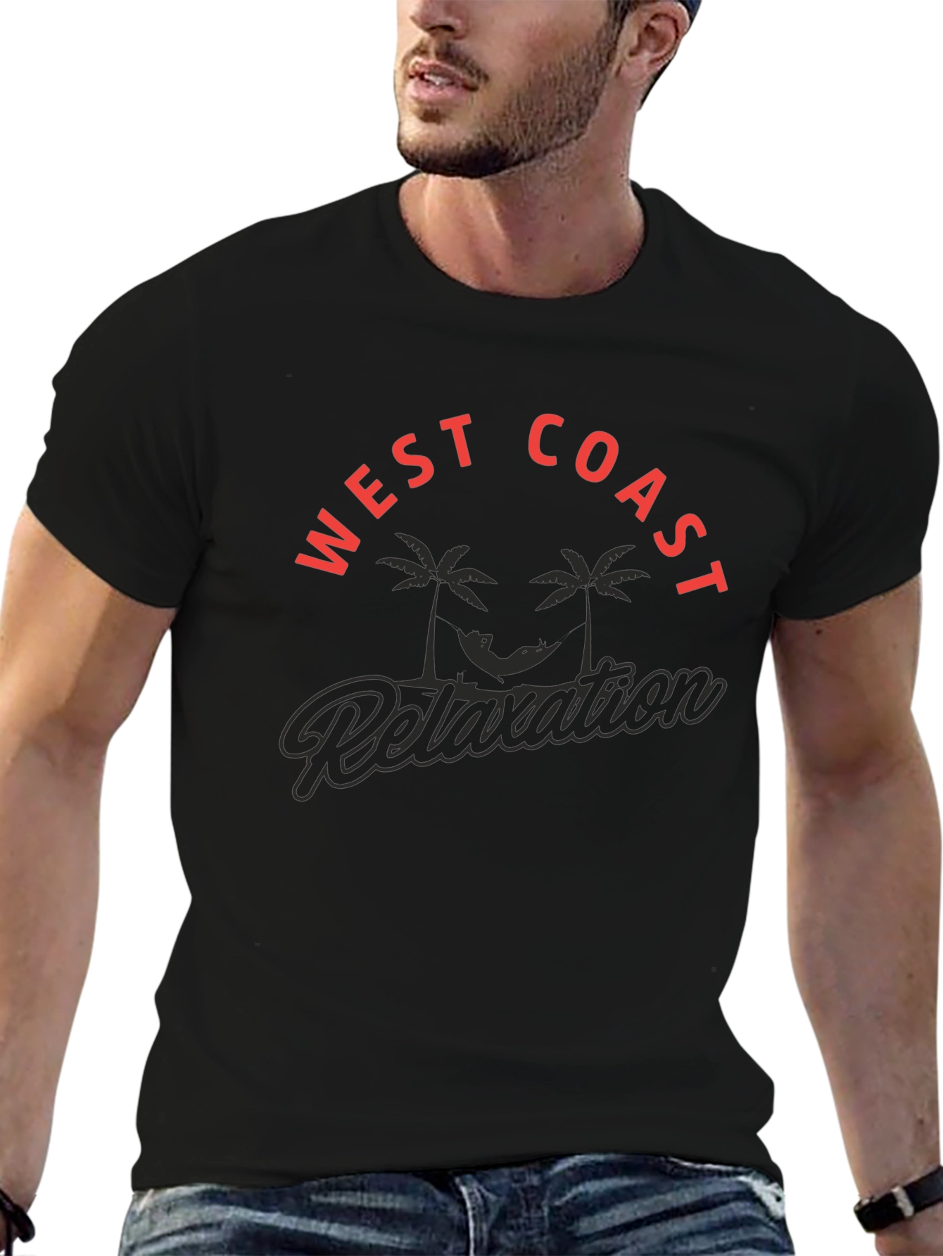 West Coast Relaxation Black Graphic Tee