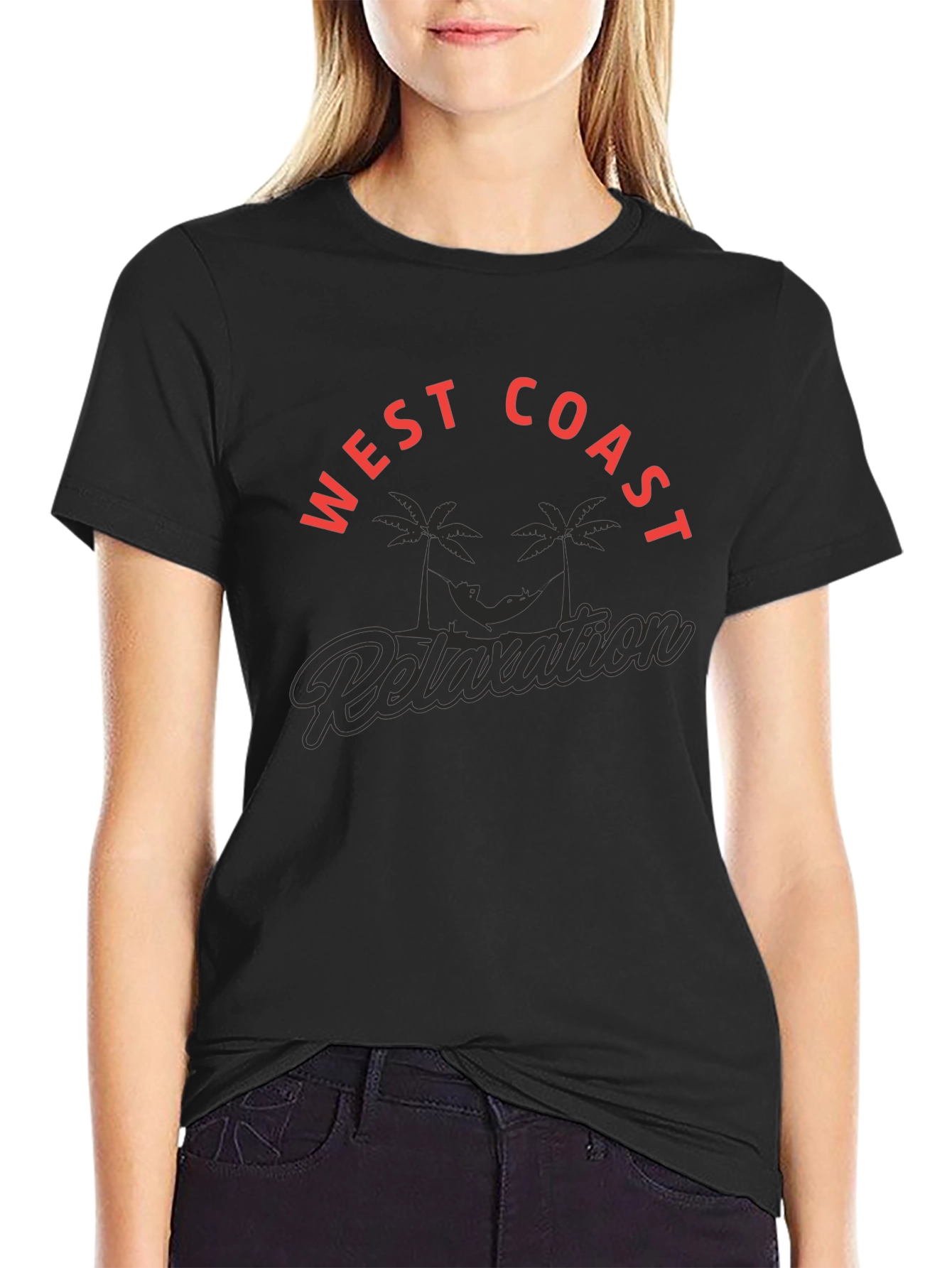 West Coast Relaxation Black Graphic Tee
