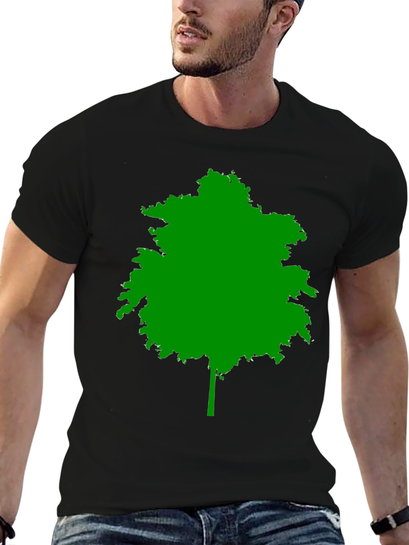 Green Tree Silhouette Black T-Shirt