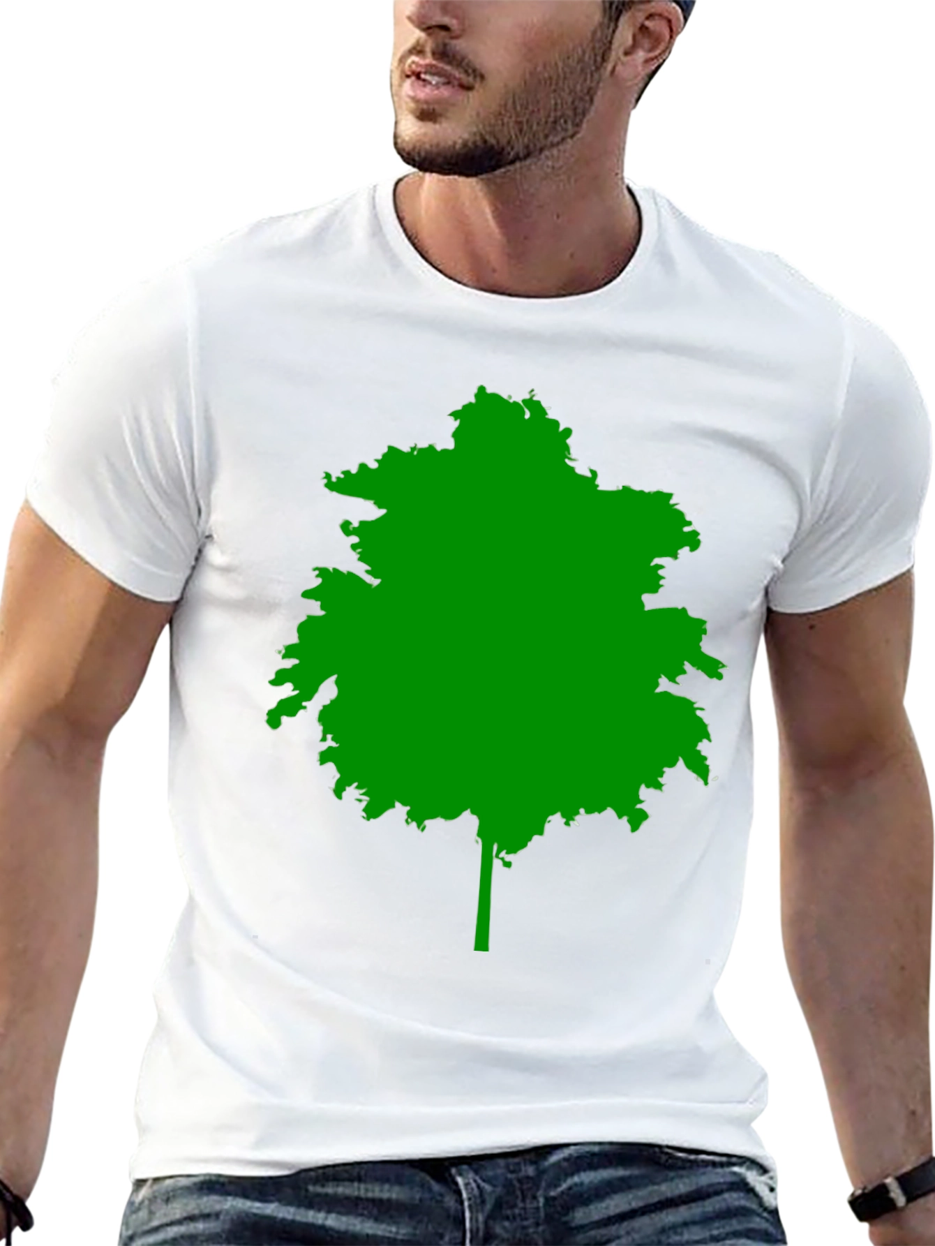 Green Tree Silhouette Black T-Shirt