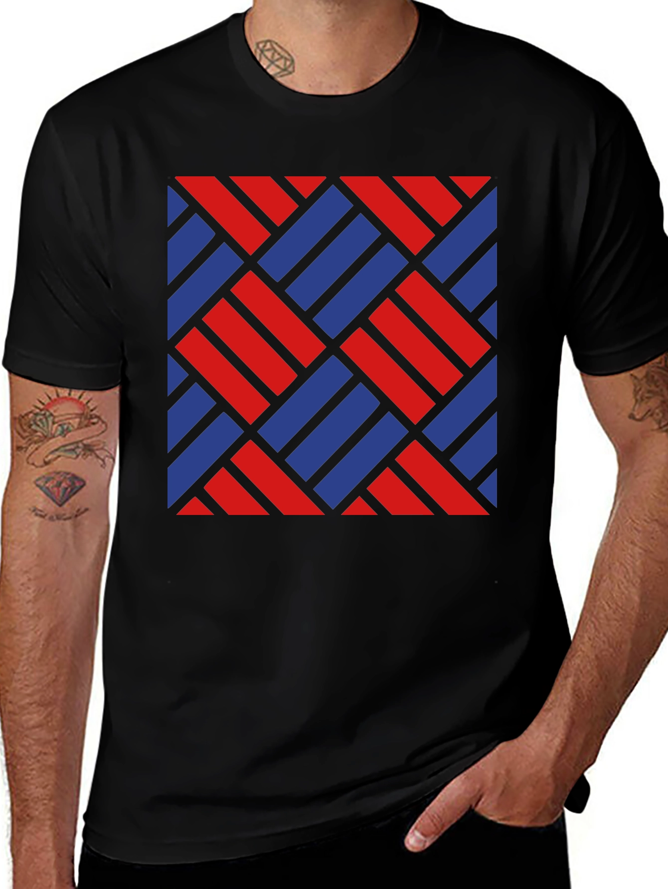 Geometric Woven Pattern Tee - Bold Style
