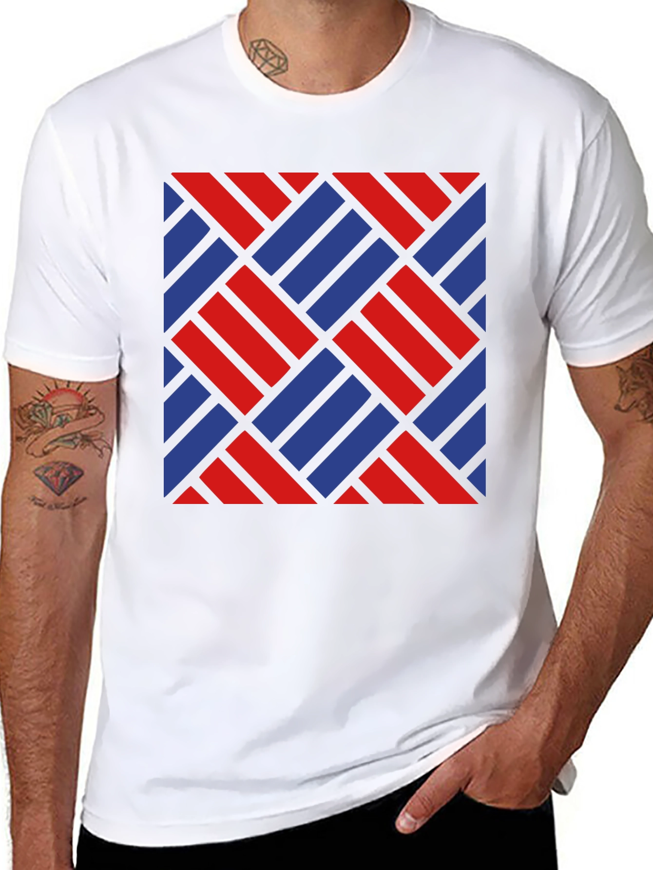 Geometric Woven Pattern Tee - Bold Style