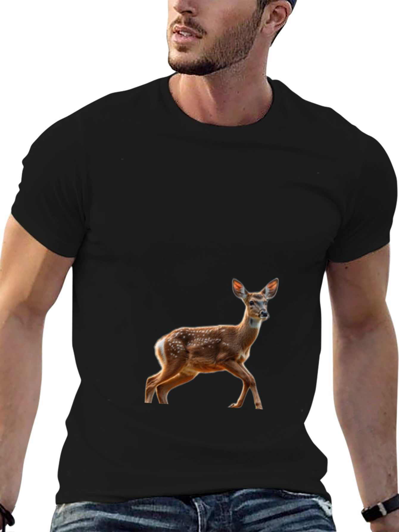 Deer Graphic Black T-Shirt