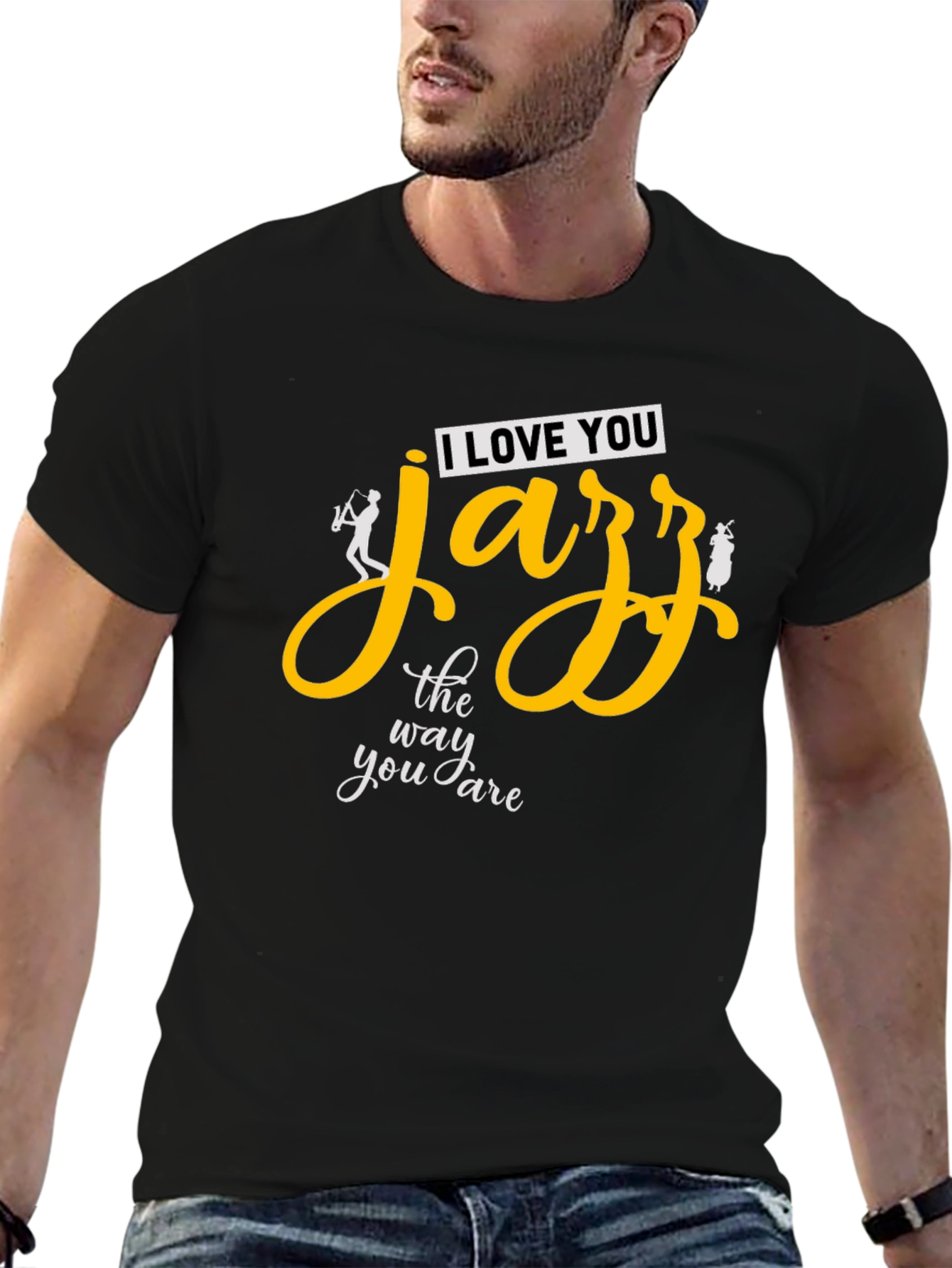 I Love You Jazz Mens T-Shirt - Black