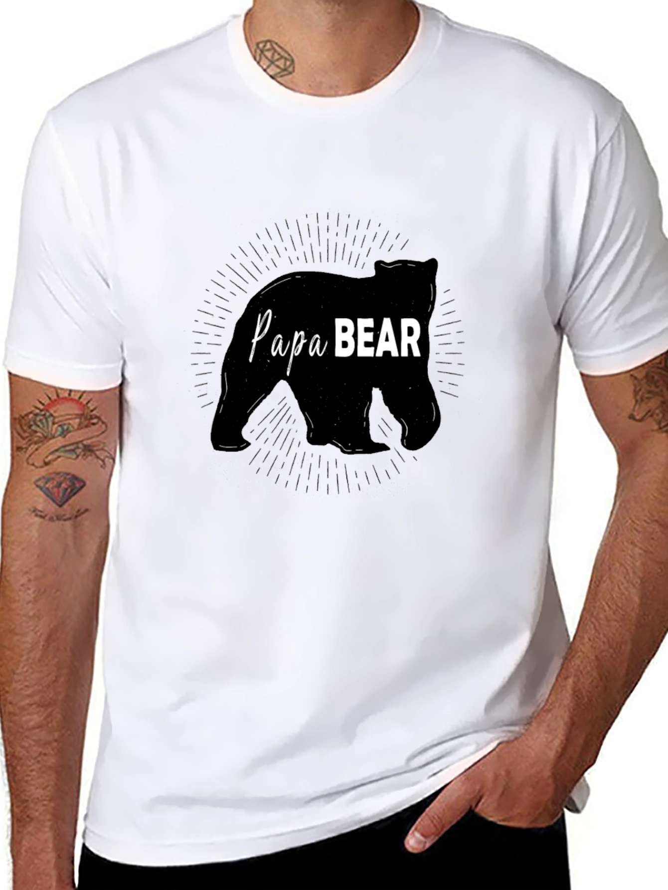 Papa Bear Black T-Shirt - Fathers Day Gift