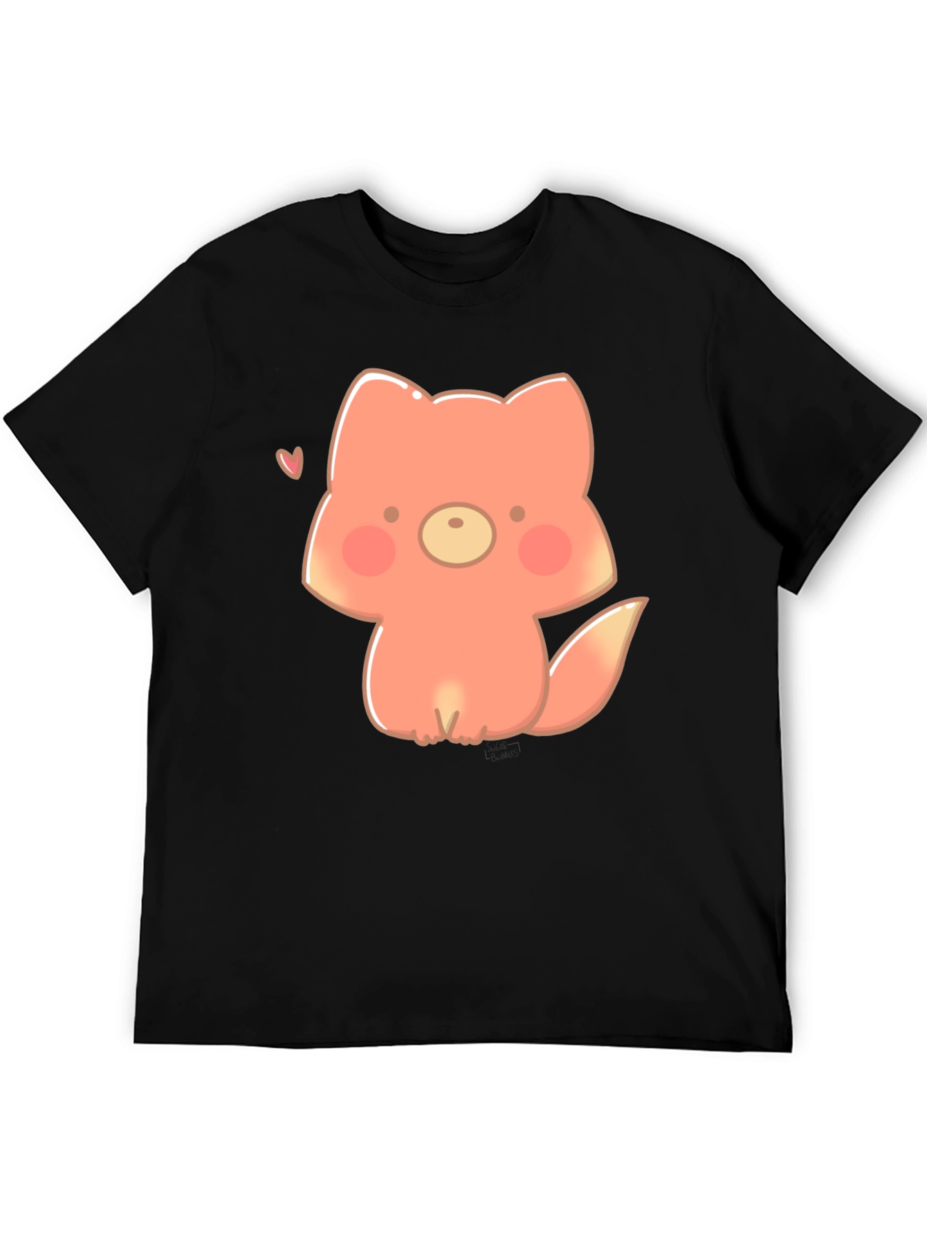 Cute Cartoon Fox Black T-Shirt