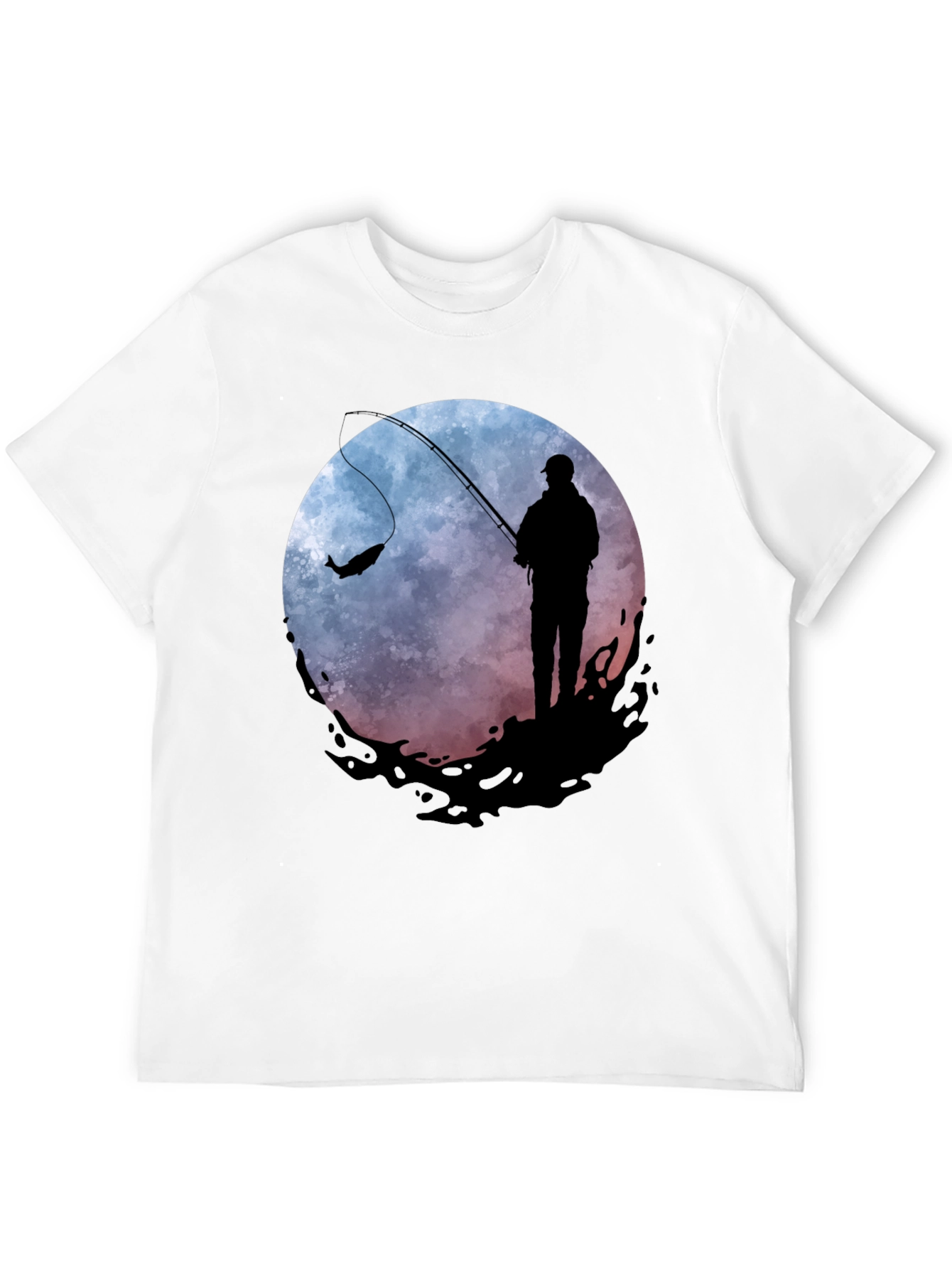 Fishing Silhouette Graphic Tee - Mens Black T-Shirt