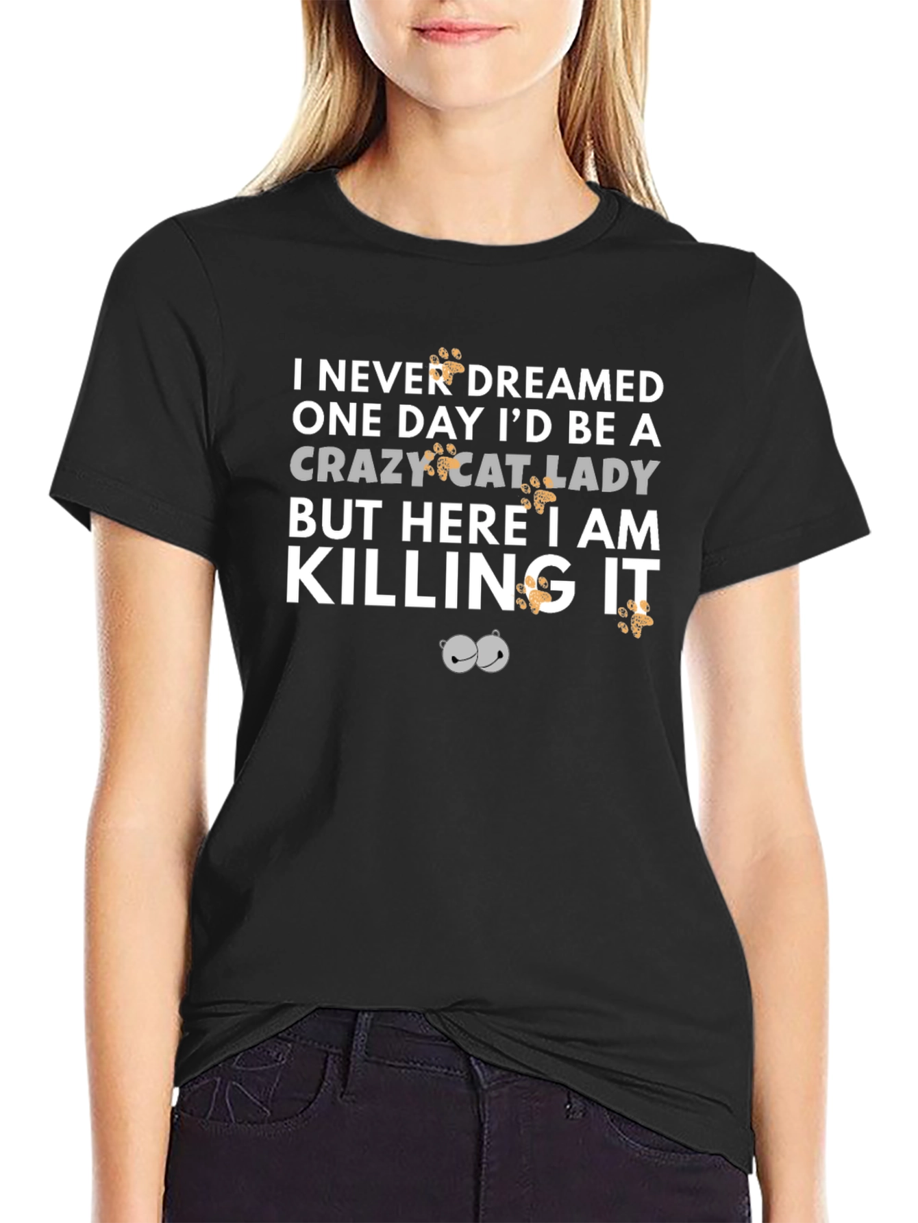 Crazy Cat Lady T-Shirt - Paw Print Graphic Tee