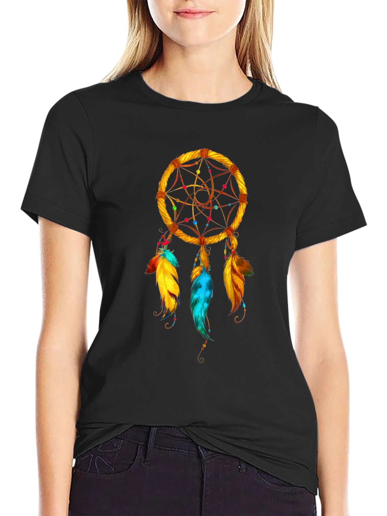 Dream Catcher Graphic Tee - Stylish Black T-Shirt